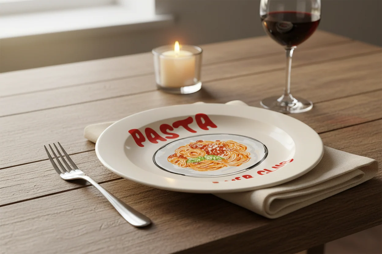 Spaghetti Pasta Club Ceramic Dinner Plate By Ezbie - Image 4