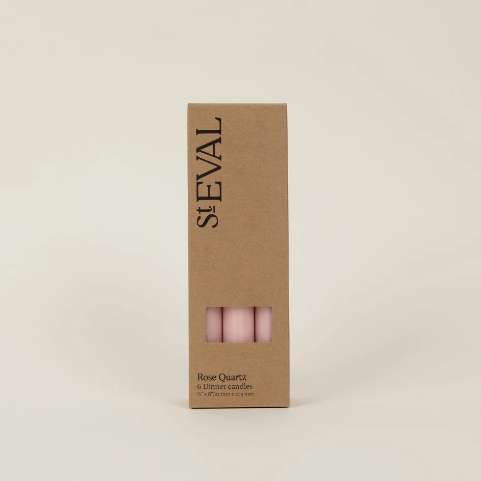 St Eval Unscented Dinner Candle, Rose Quartz (Pack Of 6)
