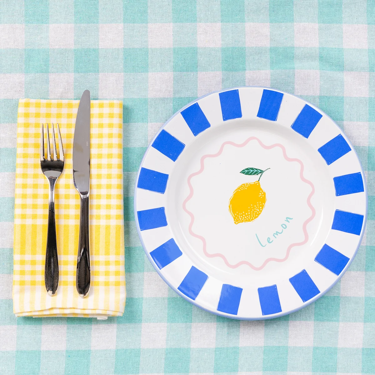 Talking Tables Bon Appetit Gingham Cotton Tablecloth, Mint - Image 6