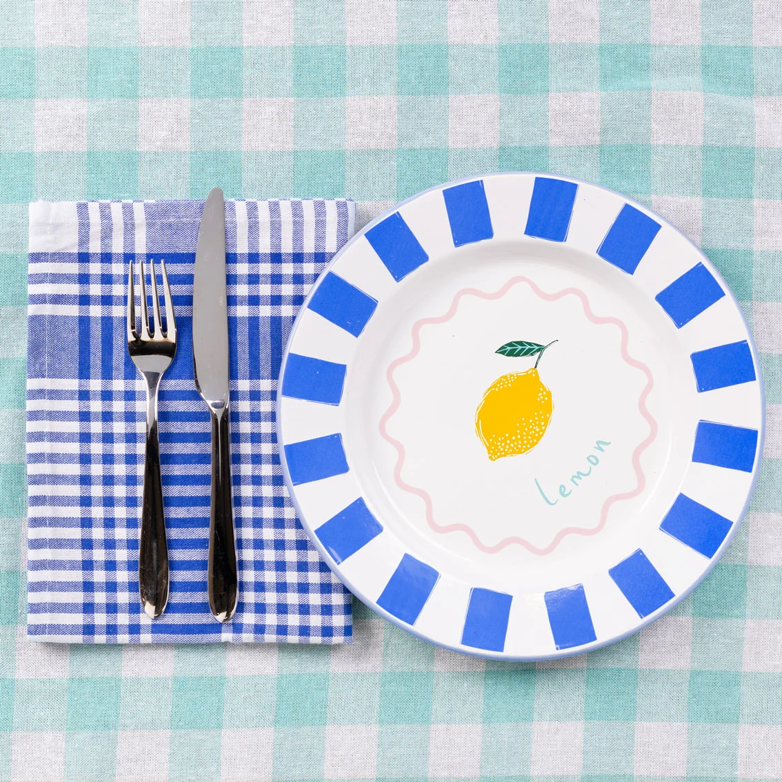 Talking Tables Bon Appetit Gingham Cotton Tablecloth, Mint - Image 7