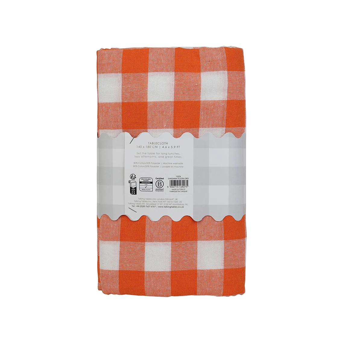 Talking Tables Bon Appetit Gingham Cotton Tablecloth, Orange - Image 7