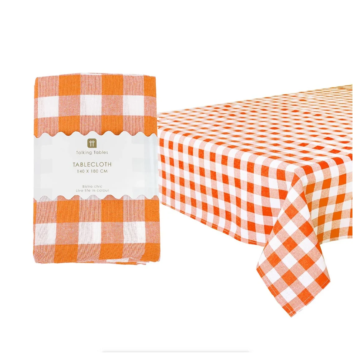 Talking Tables Bon Appetit Gingham Cotton Tablecloth, Orange - Image 8