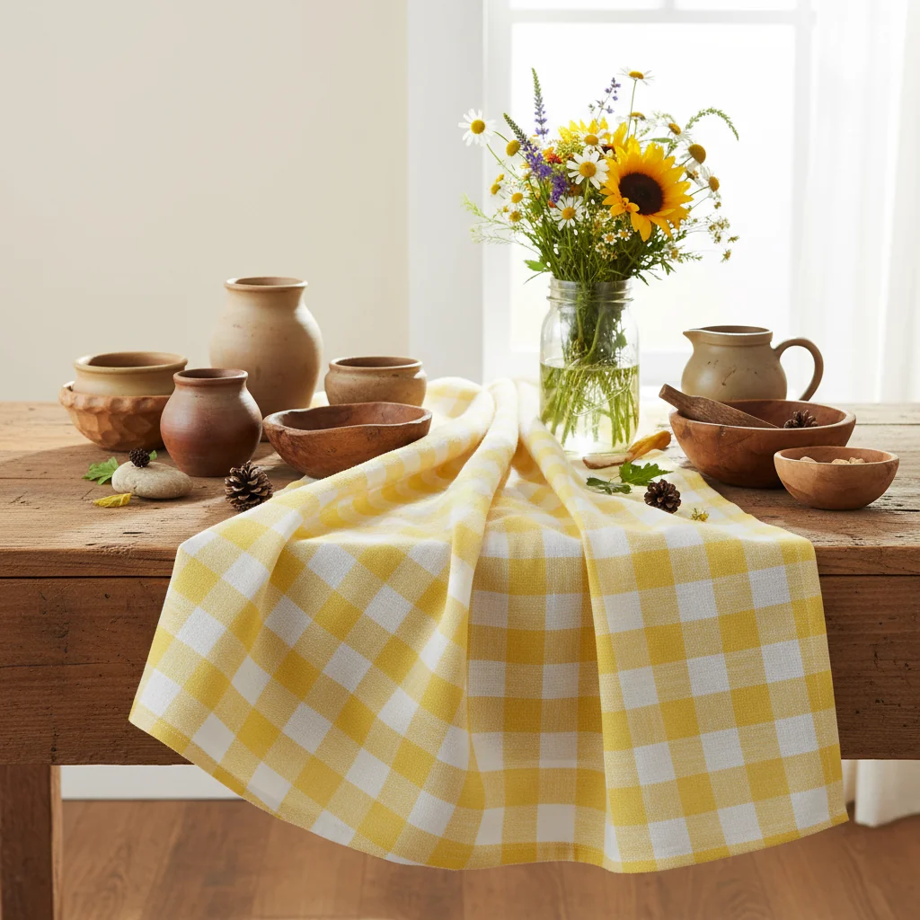 Talking Tables Bon Appetit Gingham Cotton Tablecloth,Yellow - Image 2