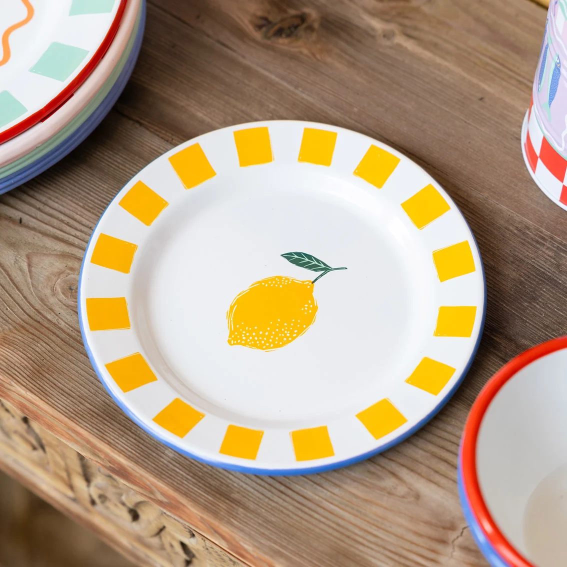 Talking Tables Bon Appetit Lemon Enamel Side Plate, (20CM) - Image 2