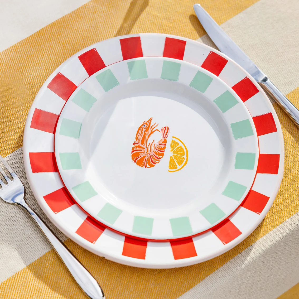 Talking Tables Bon Appetit Shrimp Enamel Side Plate, (20CM) - Image 2