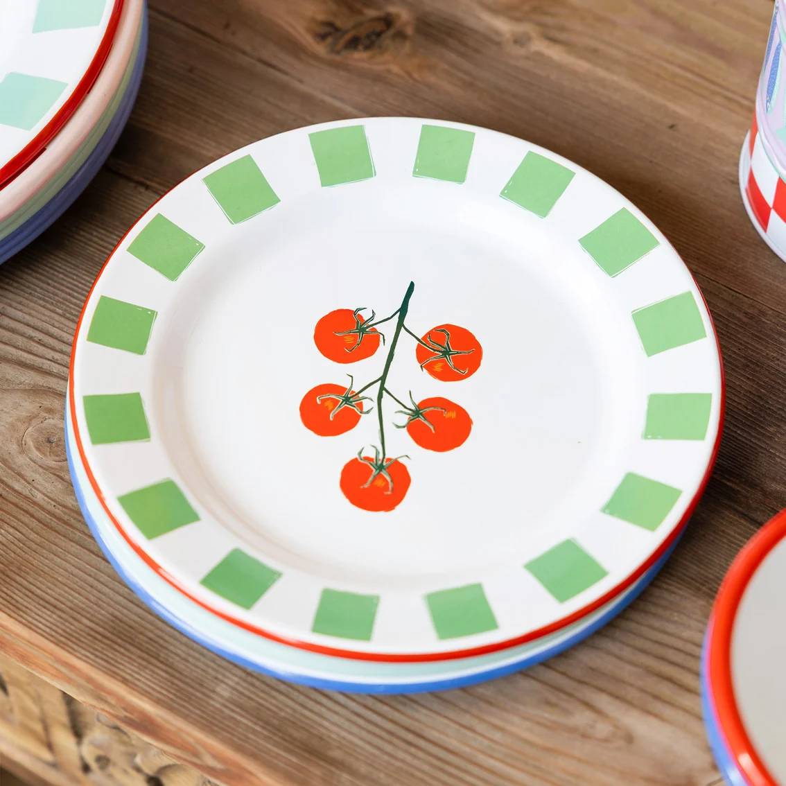 Talking Tables Bon Appetit Tomatoes Enamel Side Plate, (20CM) - Image 2