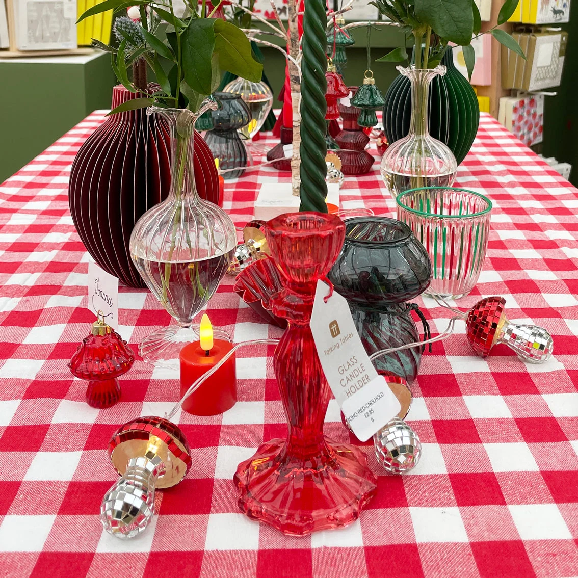 Talking Tables Bon Appetit XL Gingham Cotton Tablecloth, Red - Image 4