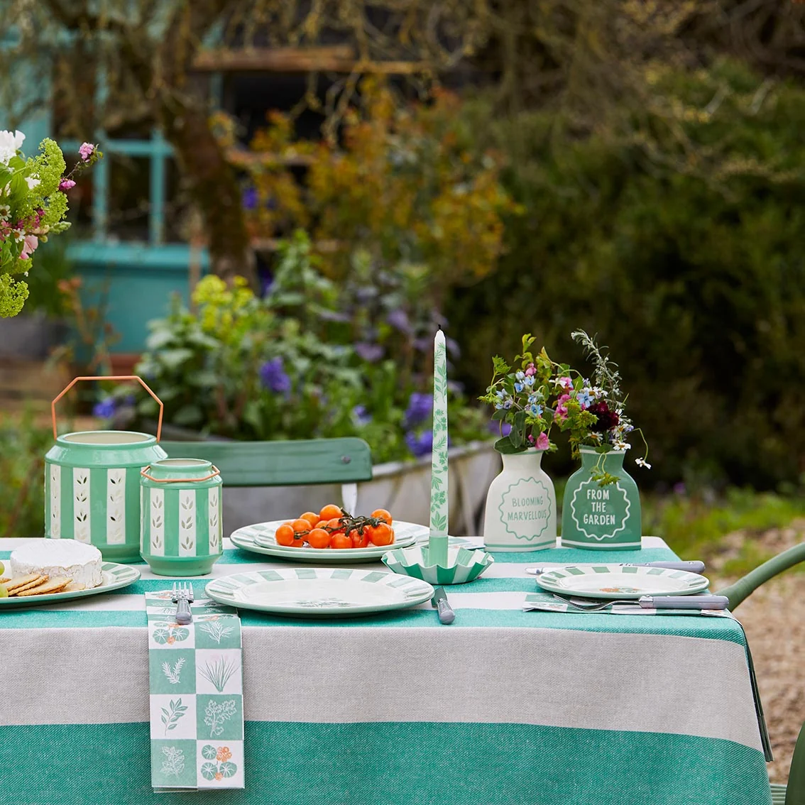 Talking Tables Green Stripe Cotton XL Tablecloth - Image 5