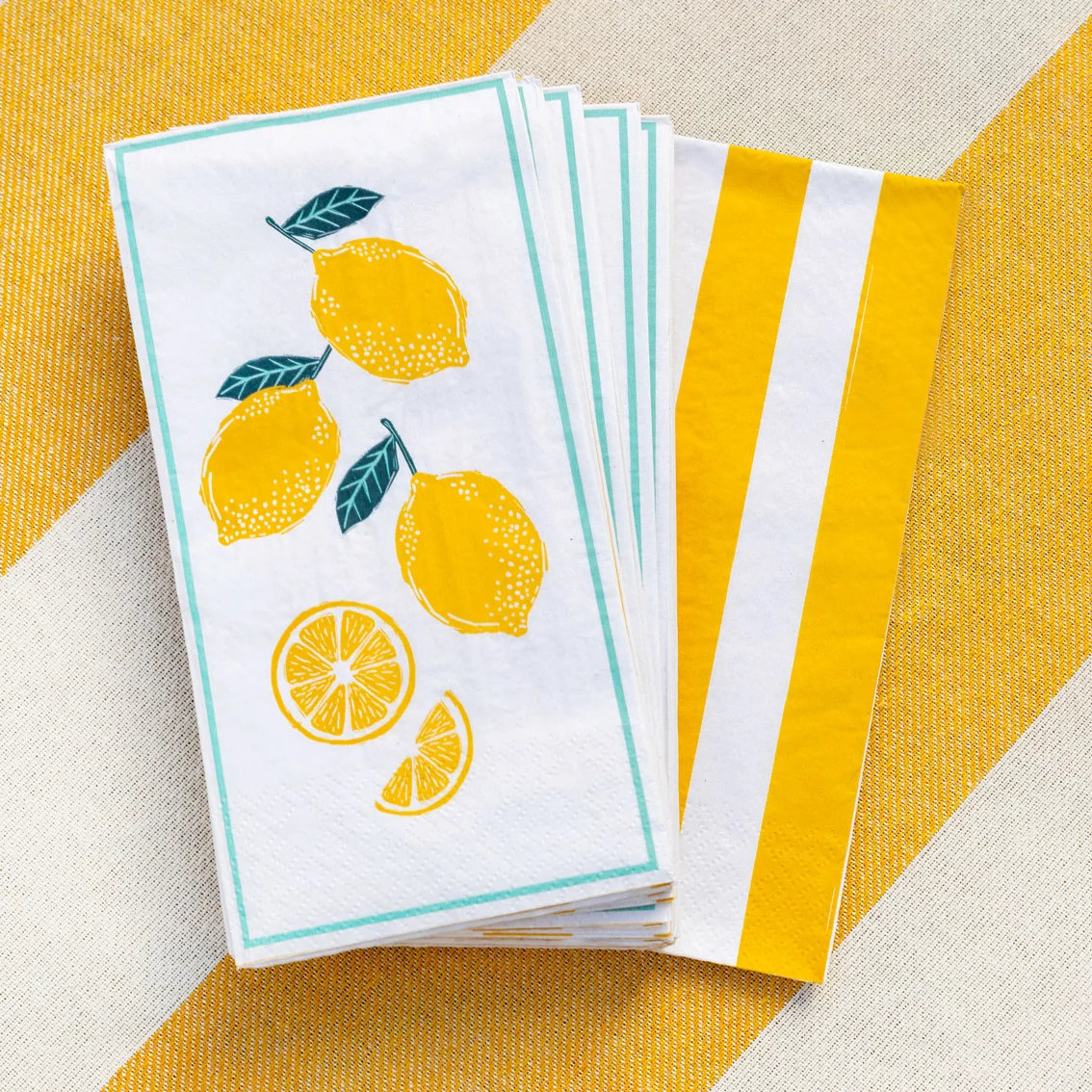 Talking Tables Lemon Long Lunch Paper Napkins ( 16 Pack) - Image 2