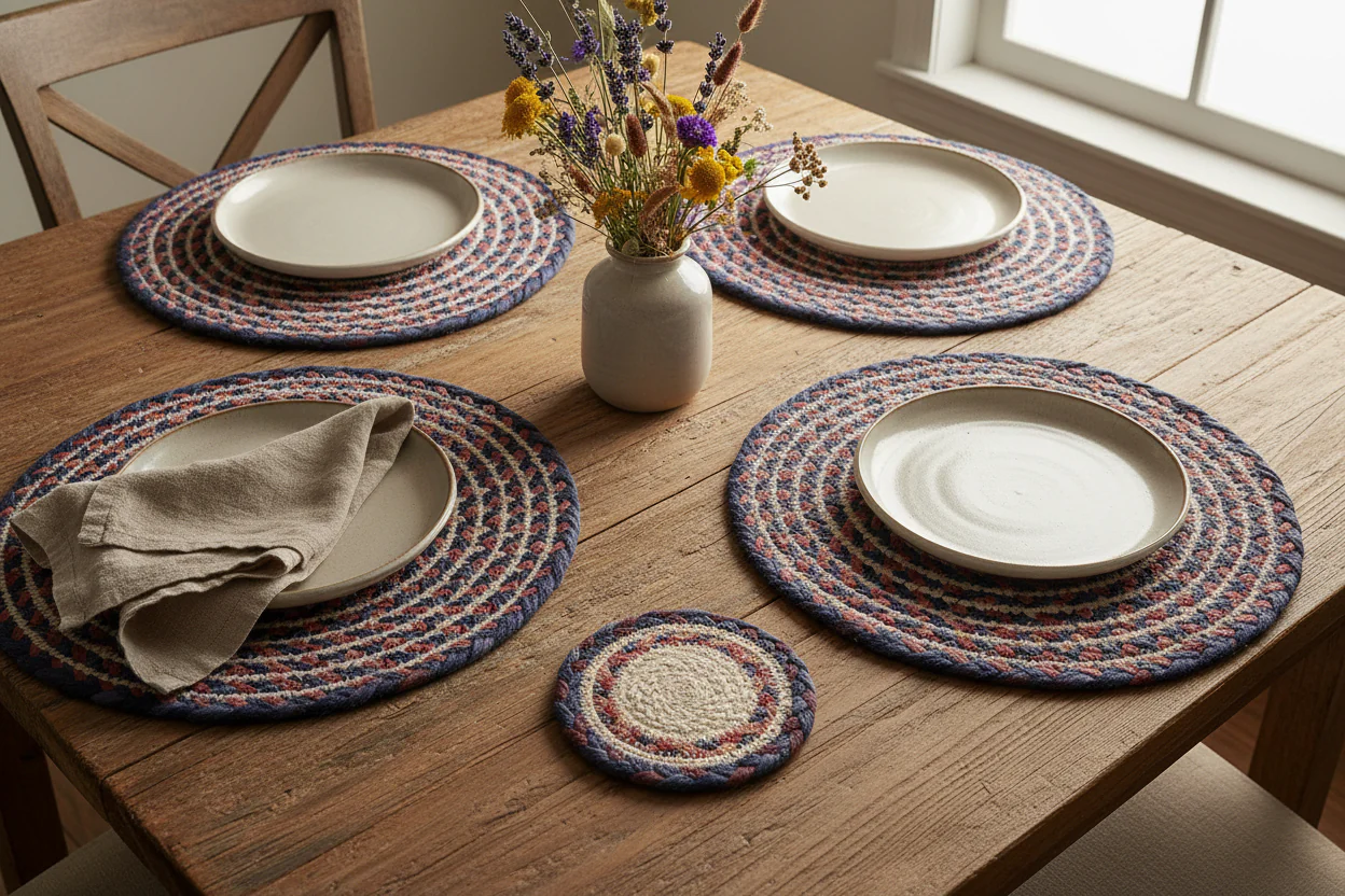 The Braided Rug Company Jute Coasters, Fairisle  (Set Of 6) - Image 3