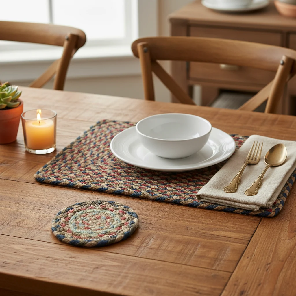 The Braided Rug Company Jute Coasters, Misty Blue (Set Of 6) - Image 3