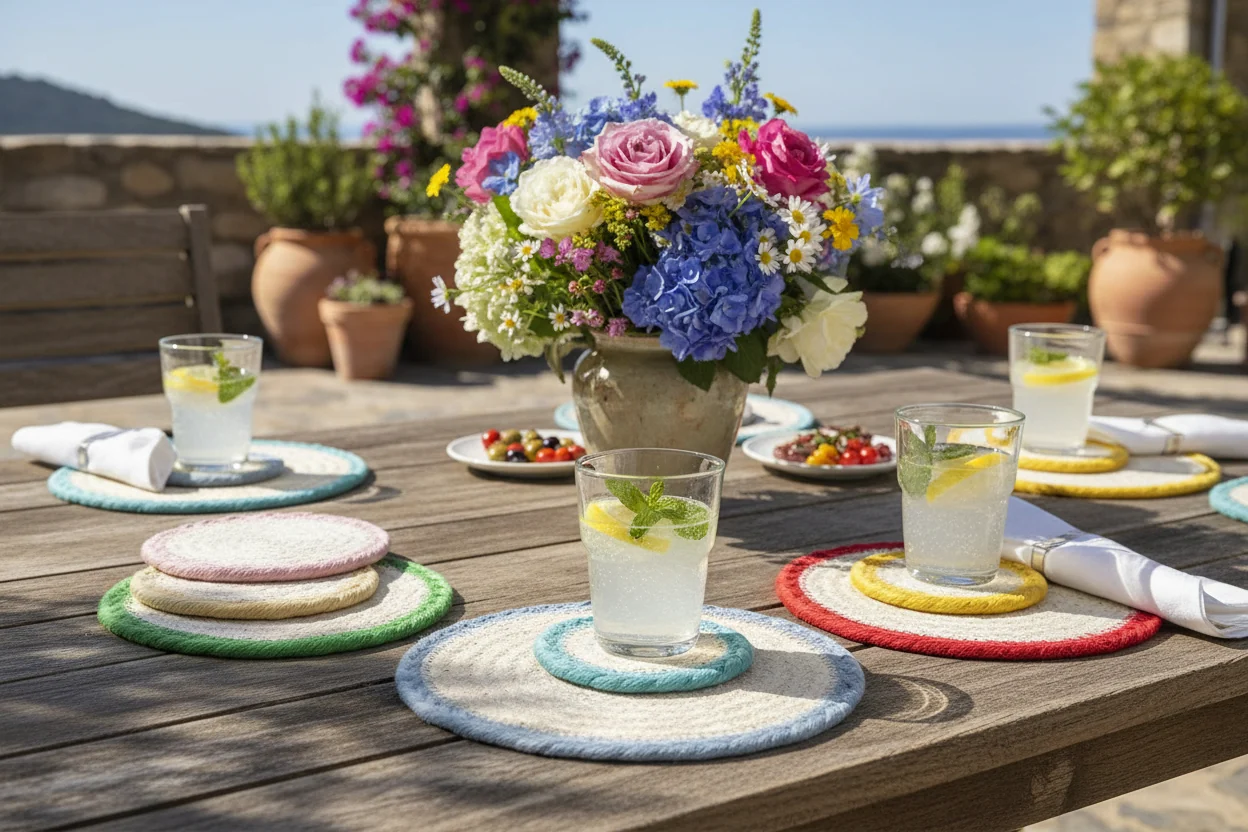 The Braided Rug Company Jute Coasters, Mixed Tulip  (Set Of 6) - Image 3