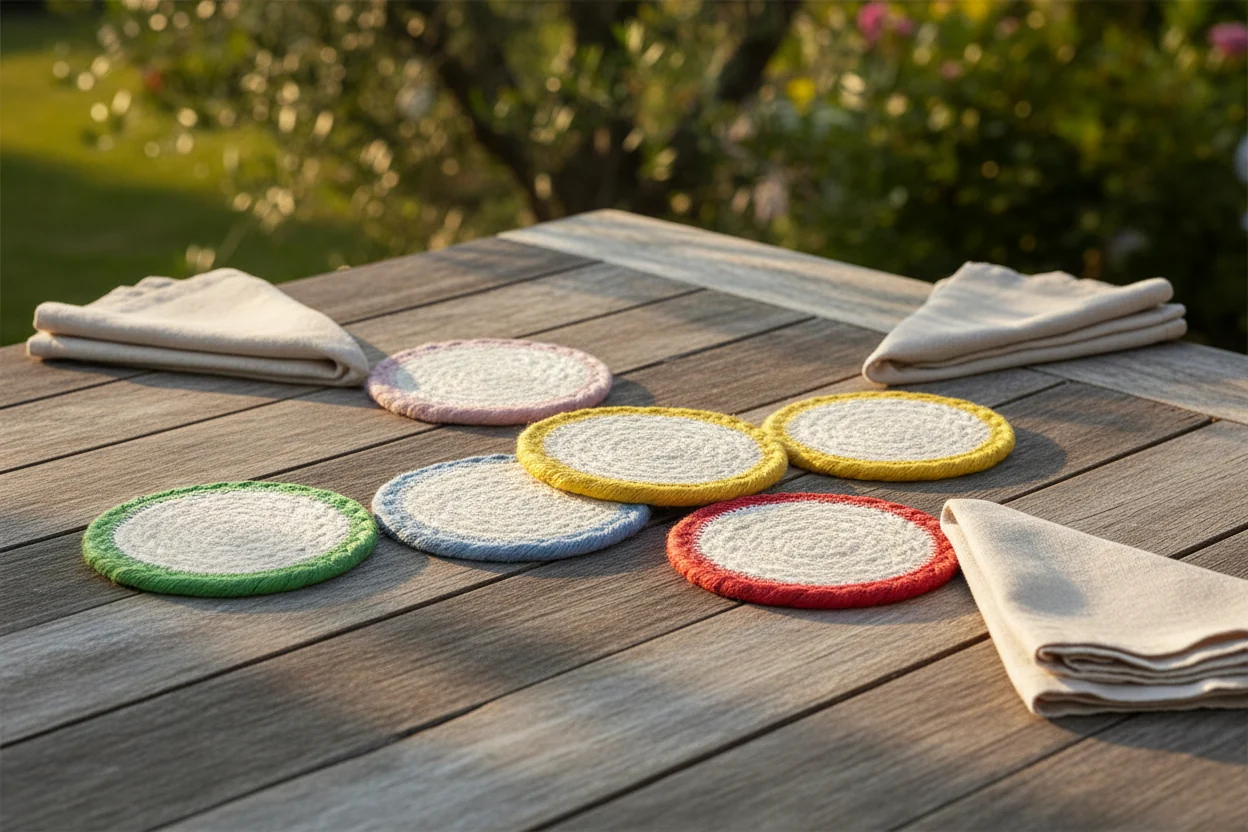 The Braided Rug Company Jute Coasters, Mixed Tulip  (Set Of 6) - Image 4