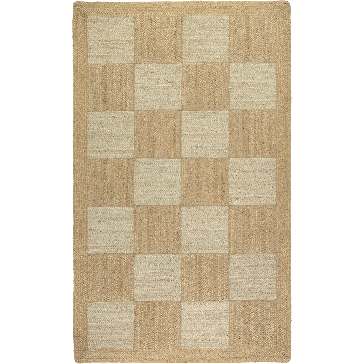 The Braided Rug Company Jute Rug, Natural / White Tiles