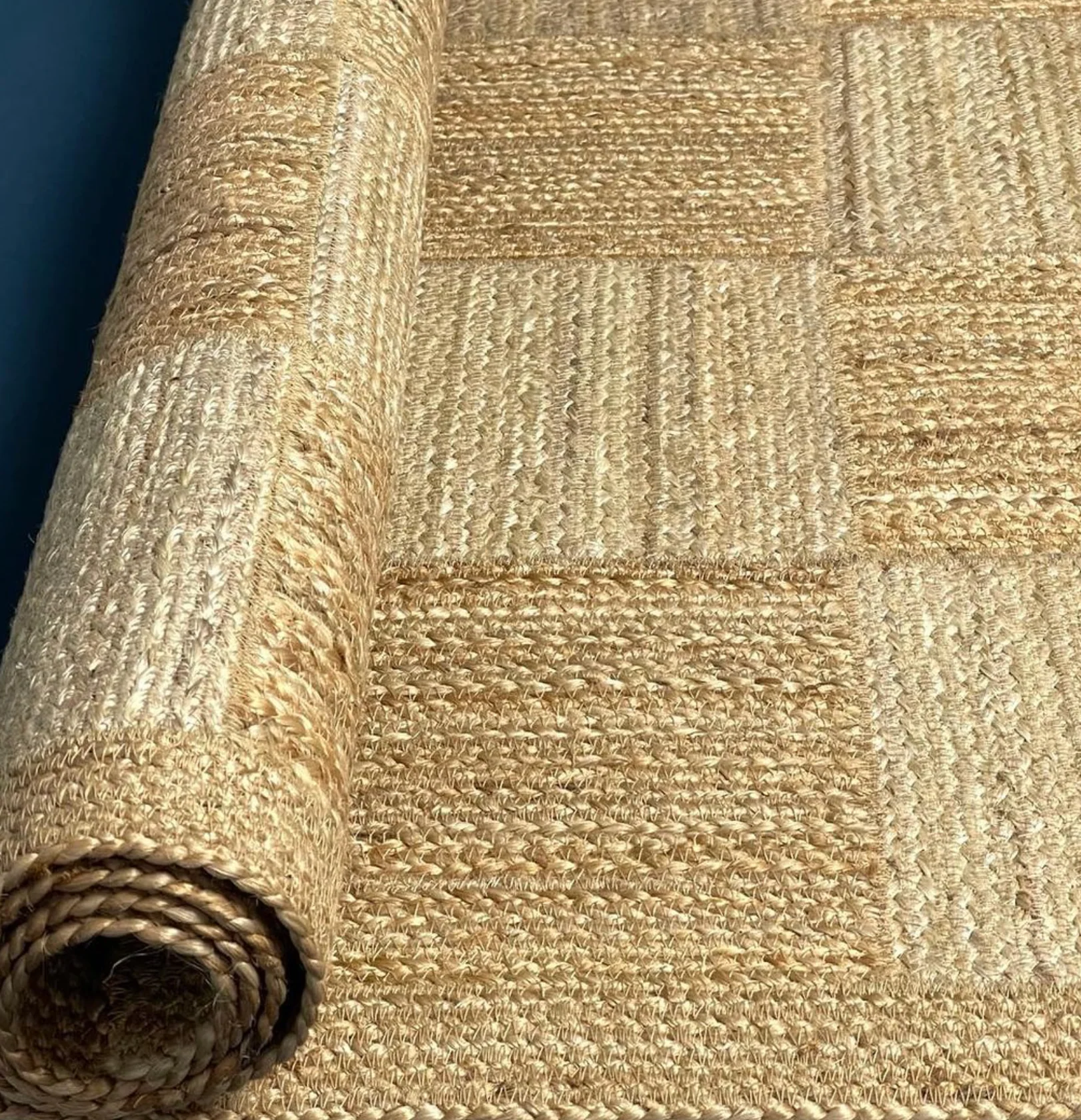 The Braided Rug Company Jute Rug, Natural / White Tiles - Image 2