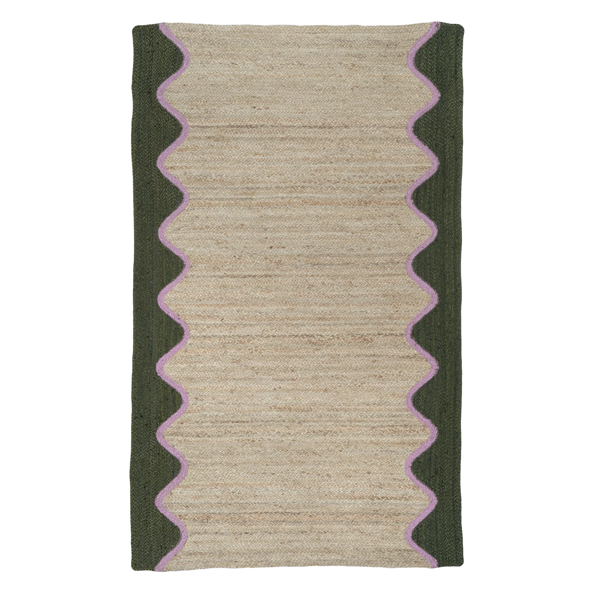 The Braided Rug Company Rectangle Jute Rug, Olive Wave