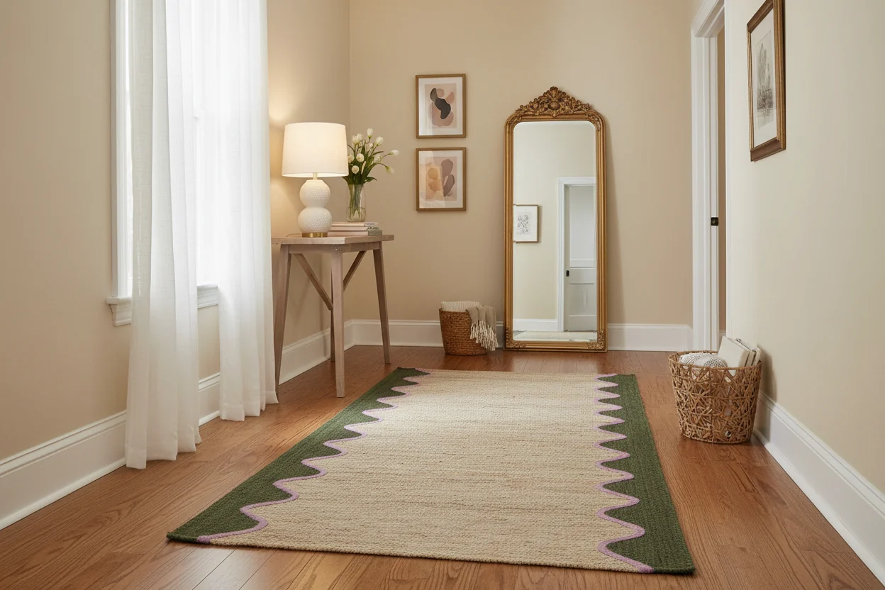 The Braided Rug Company Rectangle Jute Rug, Olive Wave - Image 2