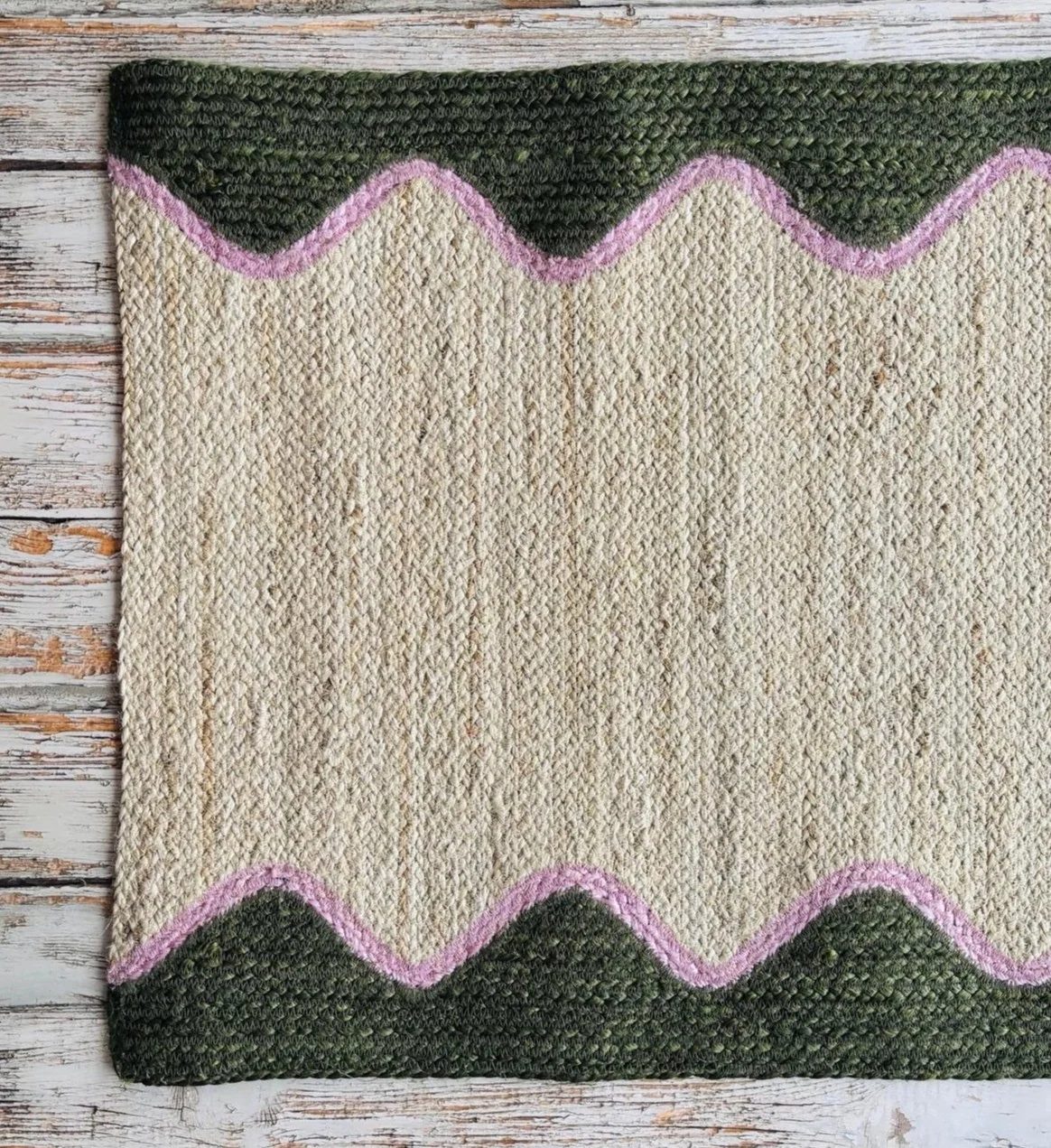The Braided Rug Company Rectangle Jute Rug, Olive Wave - Image 4