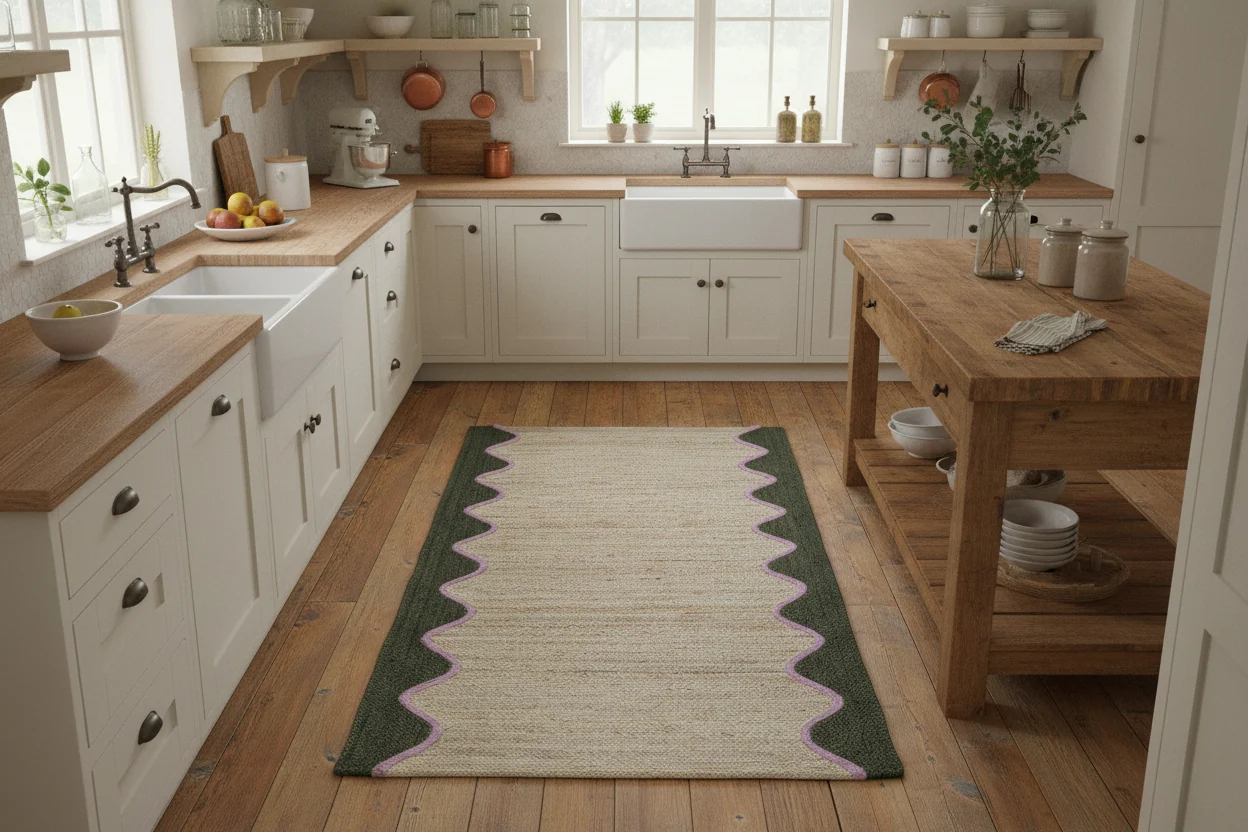 The Braided Rug Company Rectangle Jute Rug, Olive Wave - Image 5