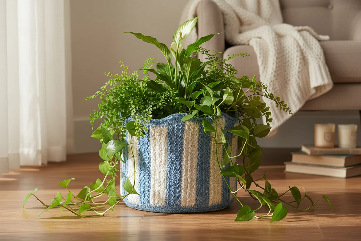 The Braided Rug Company Tulip Basket, Light Blue - Image 3