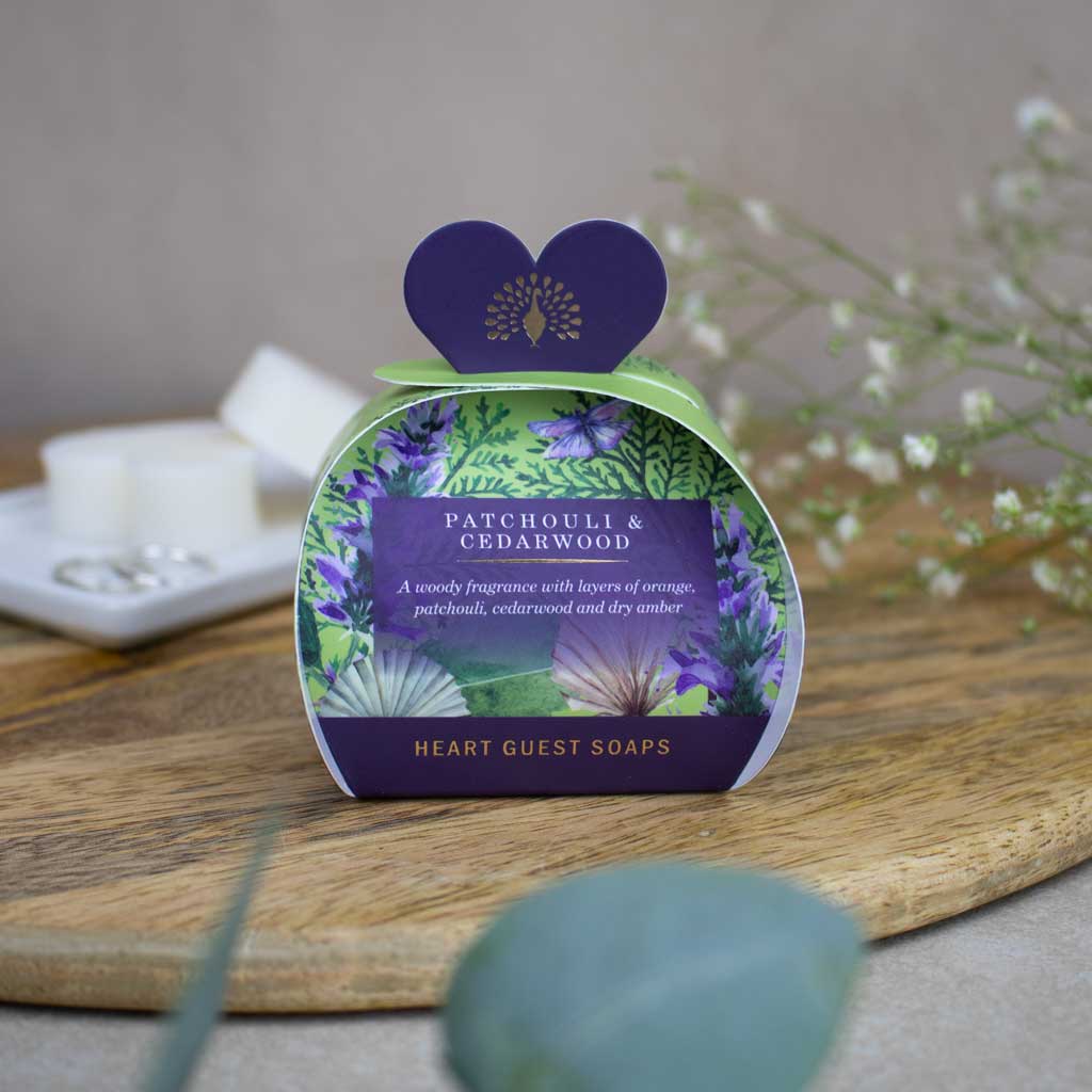 The English Soap Company Signature, Patchouli and Cedarwood Mini Heart Soaps - Image 2