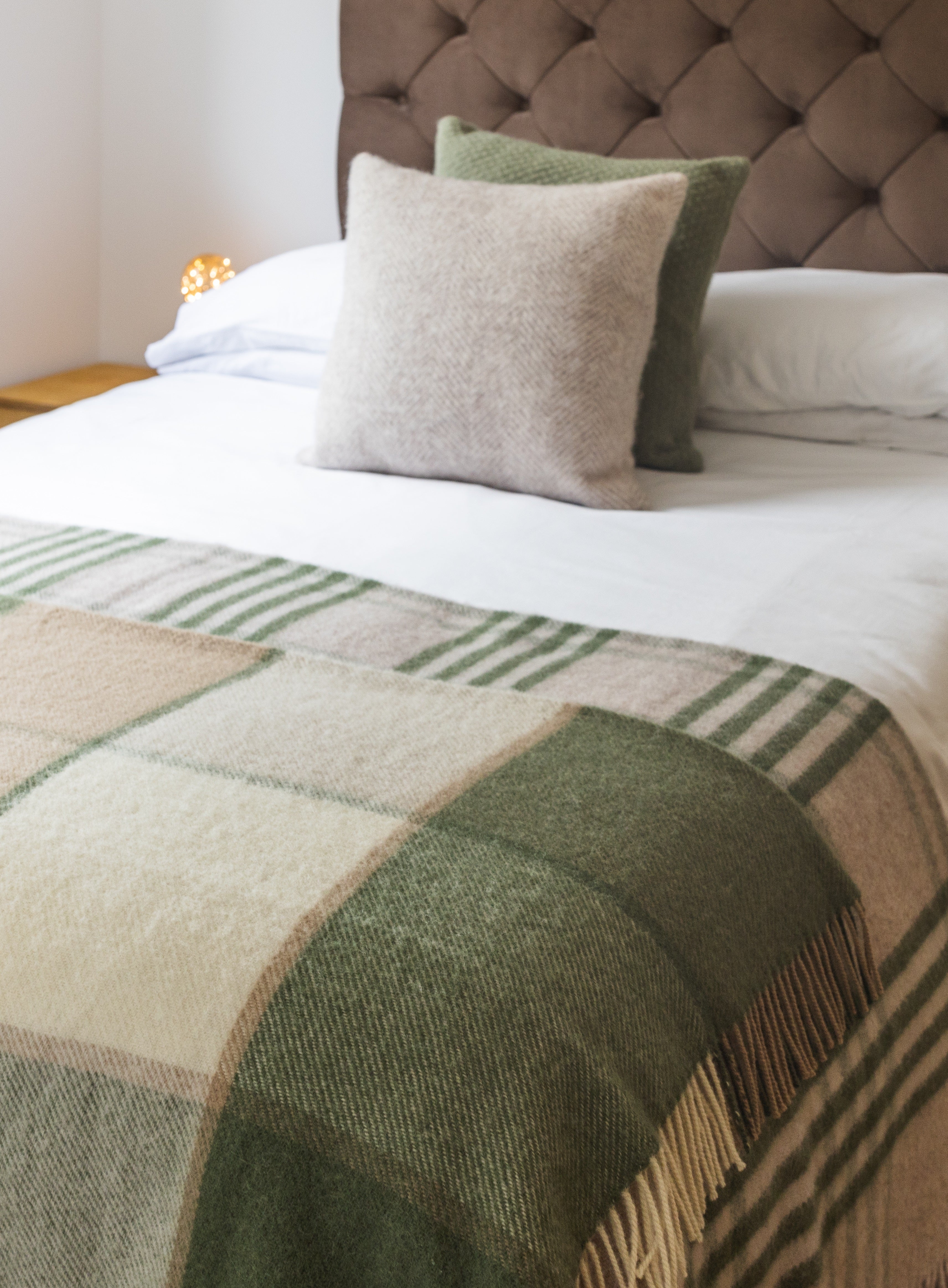 Tweedmill Block Check Pure New Wool Throw, Olive - Image 4