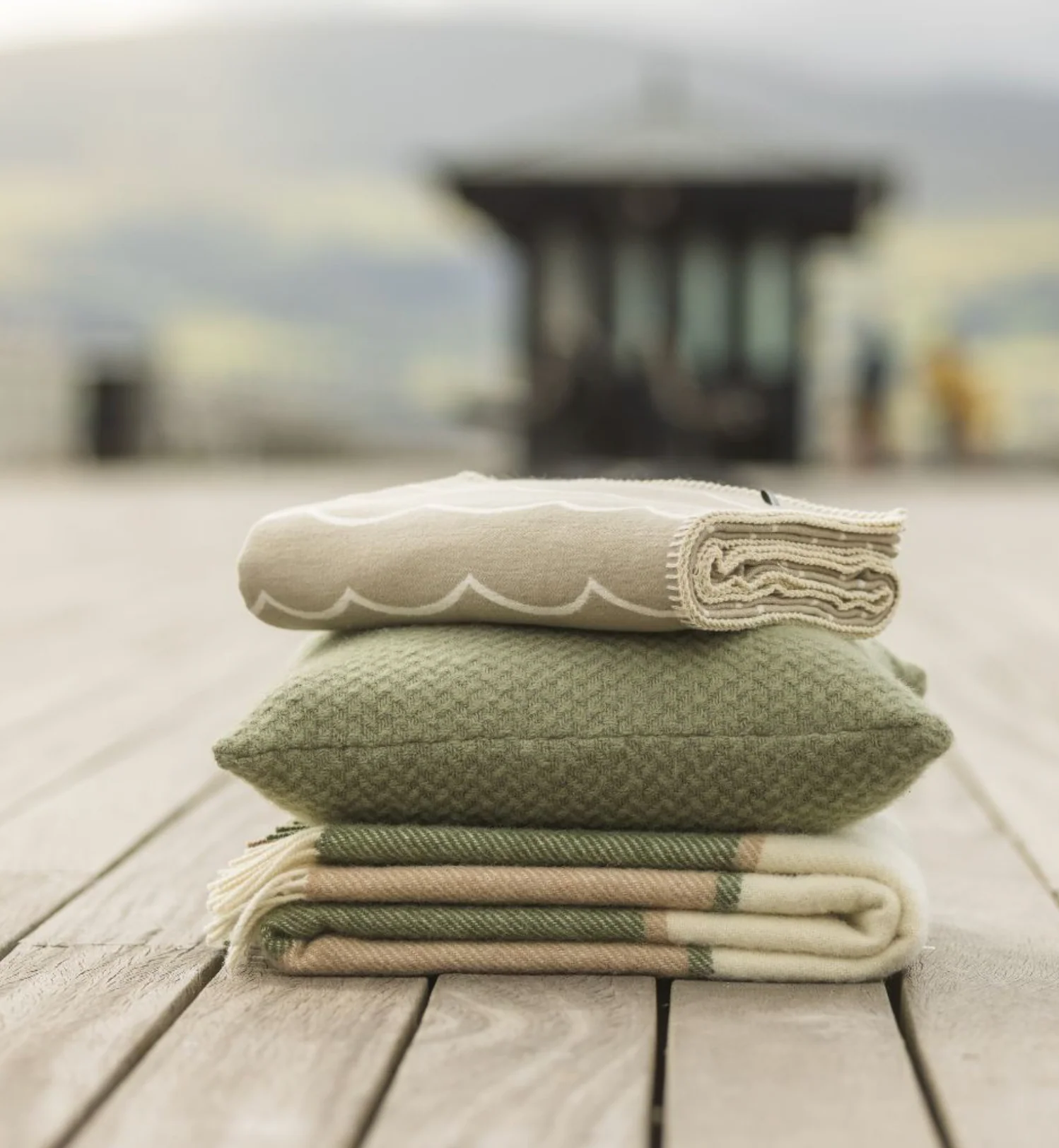 Tweedmill Block Check Pure New Wool Throw, Olive - Image 8