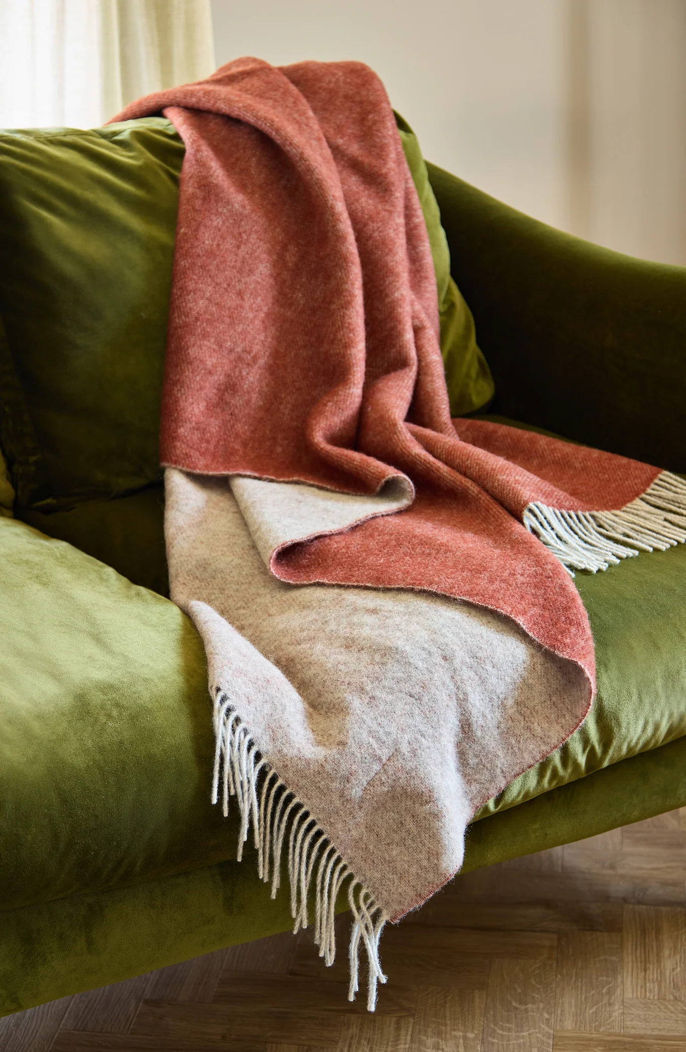 Tweedmill Dartmoor Pure New Wool Reversible Throw, Ketchup - Image 2