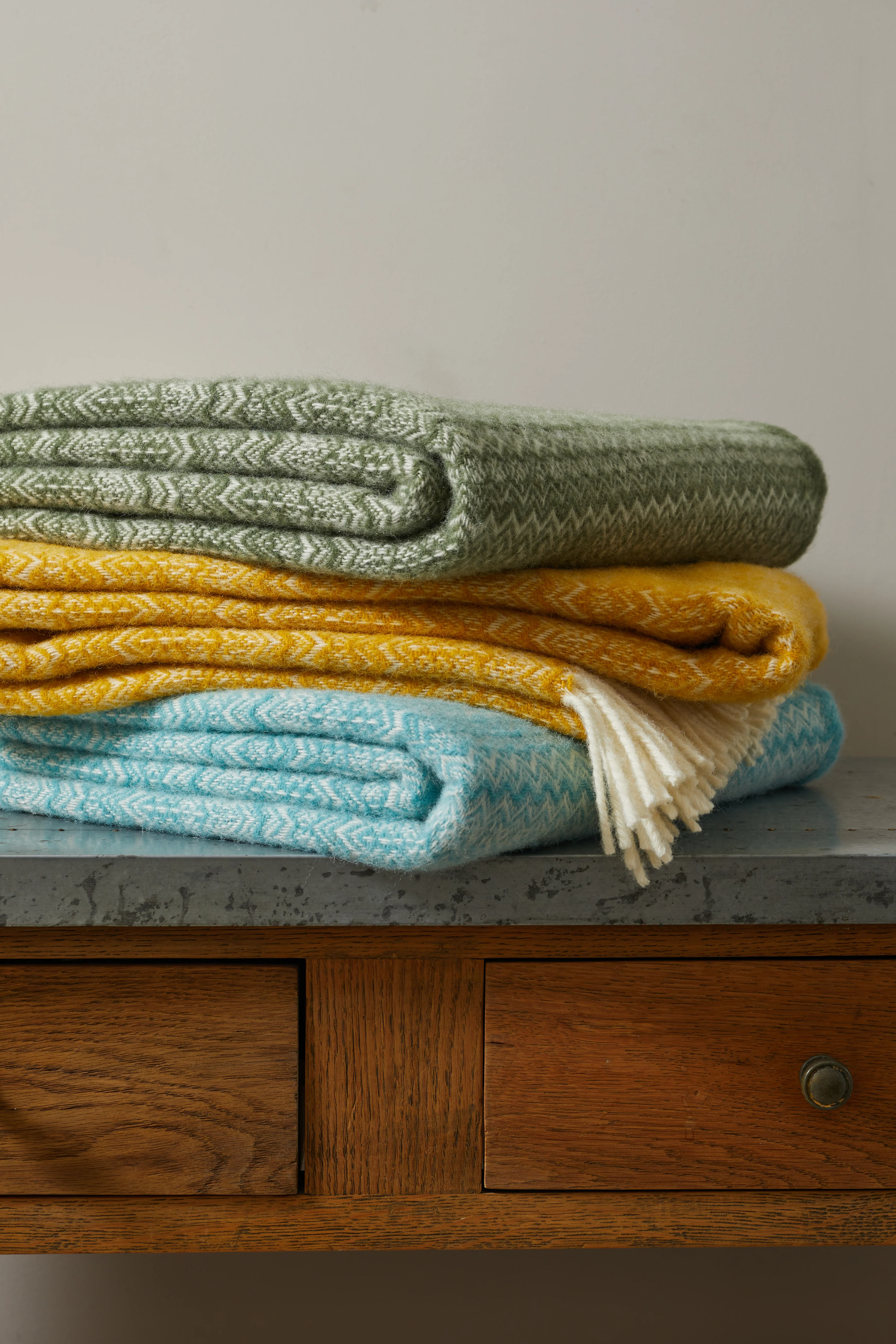 Tweedmill Fair Isle Pure New Wool Throw, Mustard - Image 6