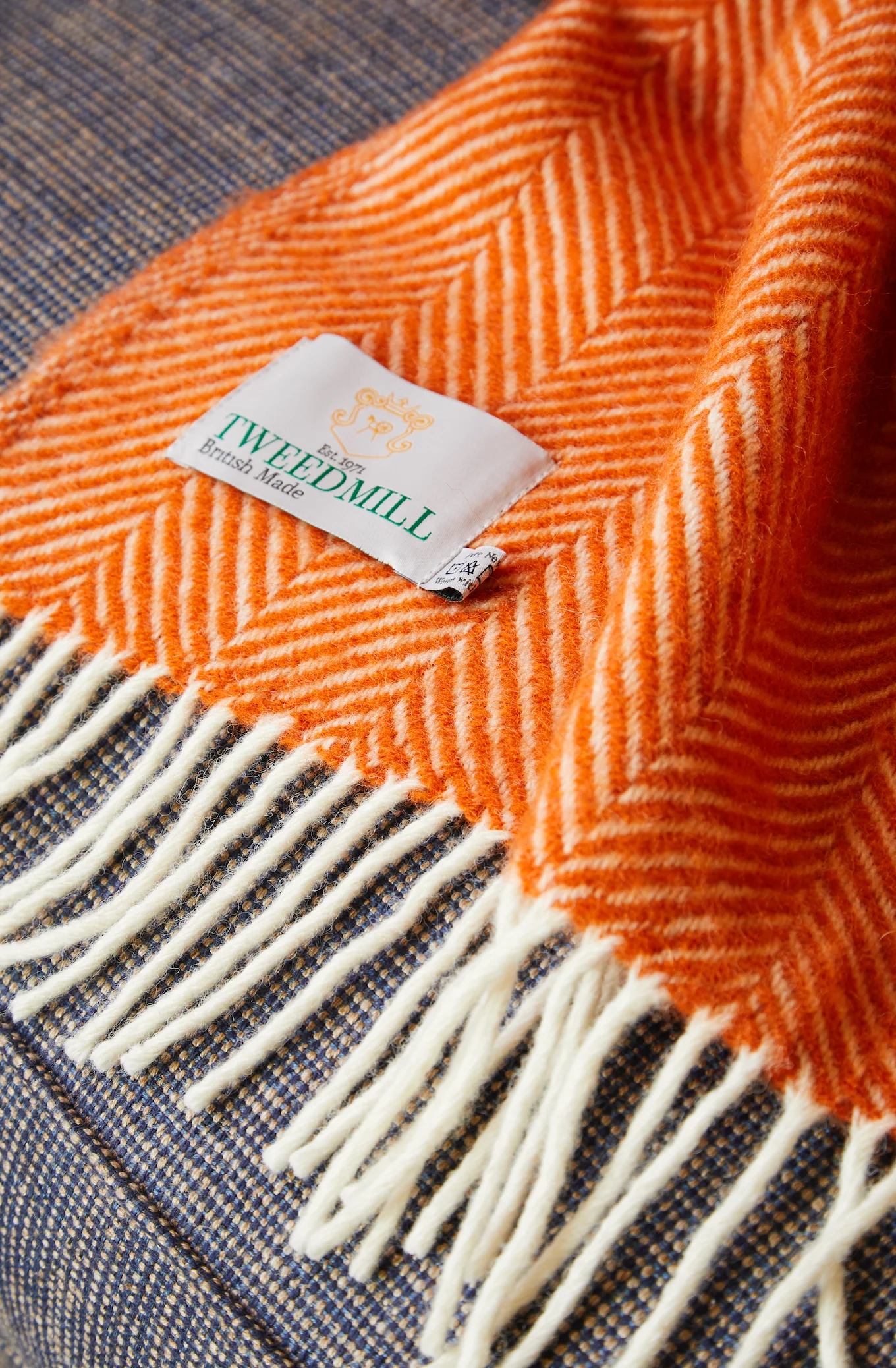 Tweedmill Fishbone Pure New Wool Throw, Cinnamon - Image 2