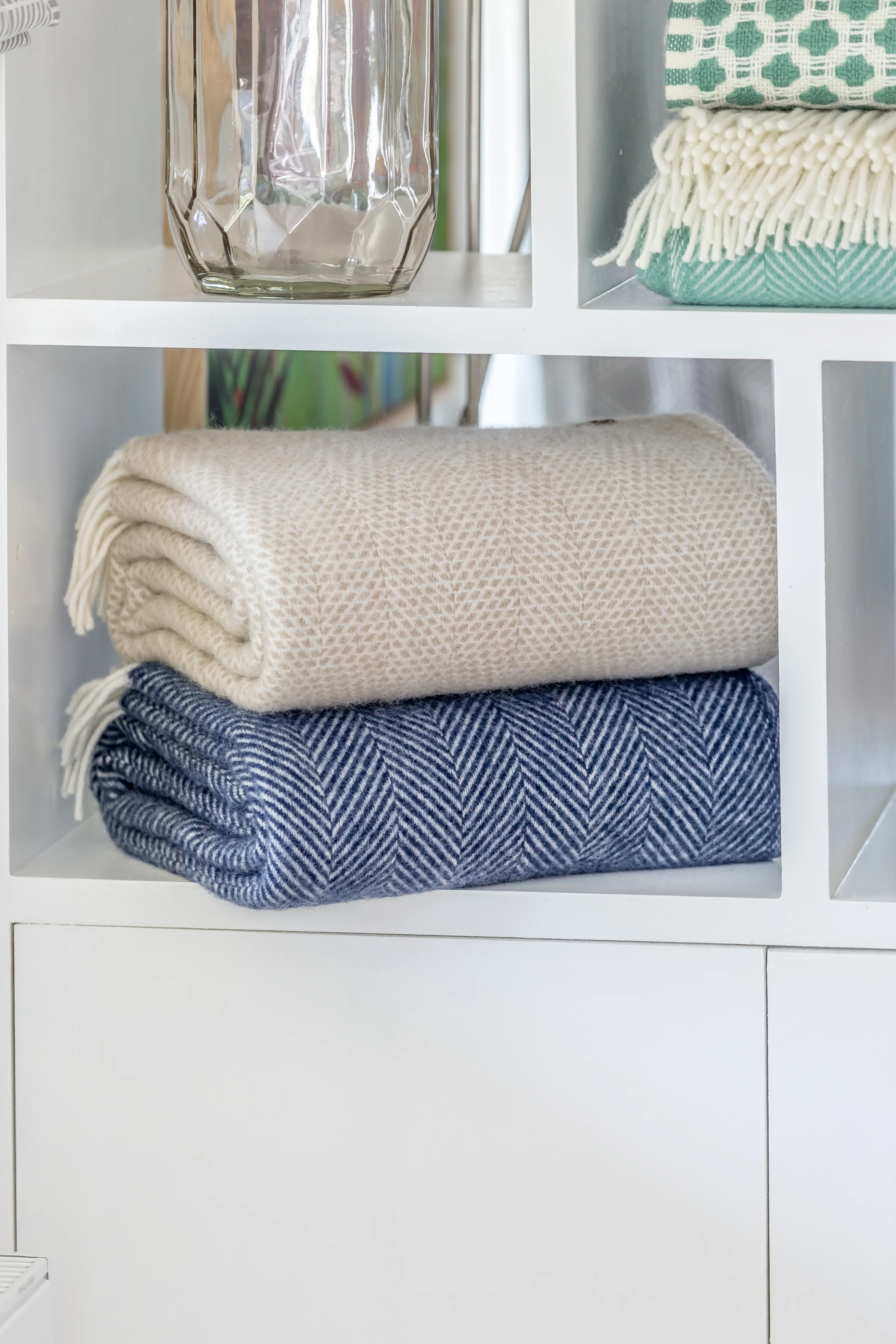 Tweedmill Fishbone Pure New Wool Throw, Navy - Image 4