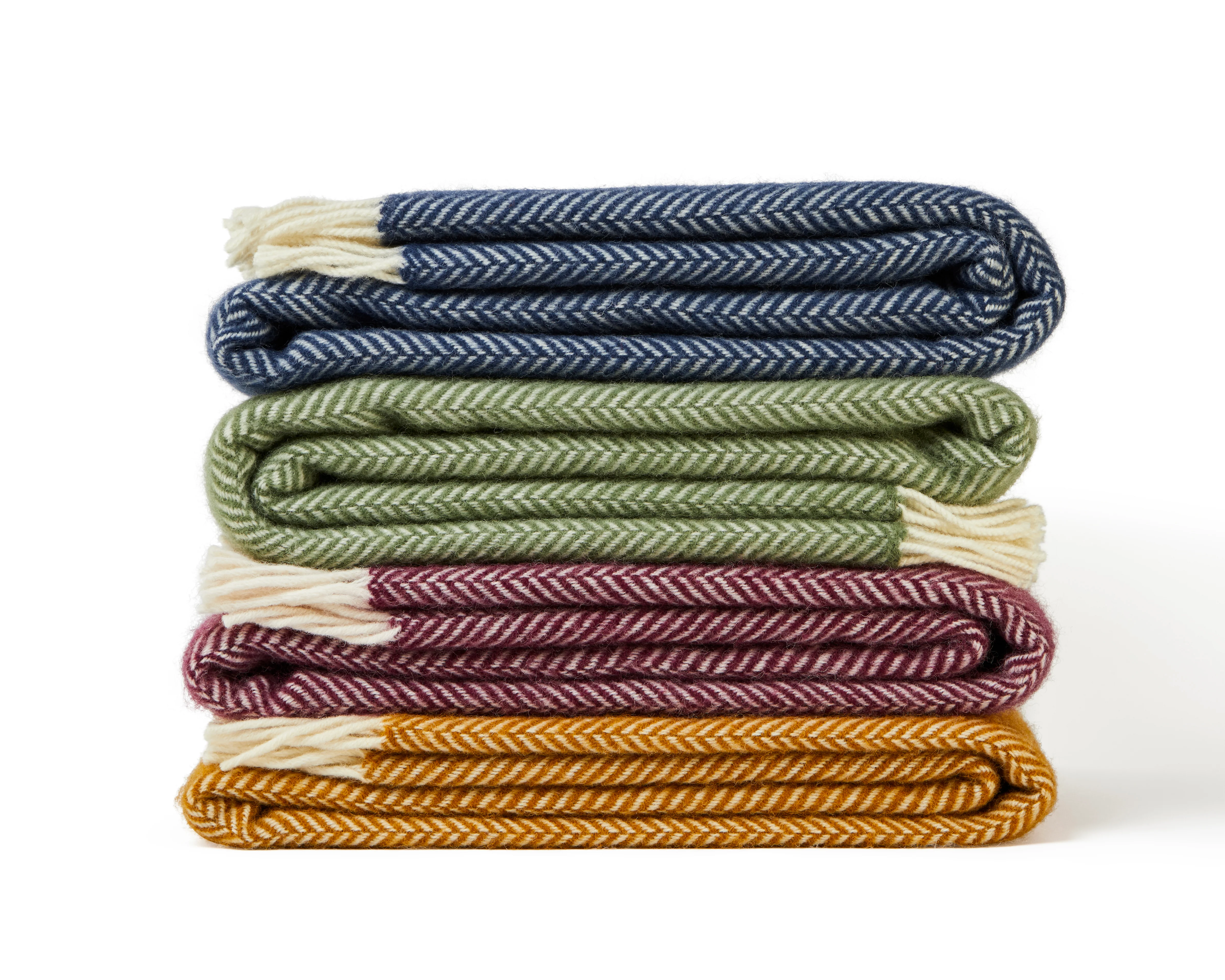 Tweedmill Fishbone Pure New Wool Throw, Navy - Image 9