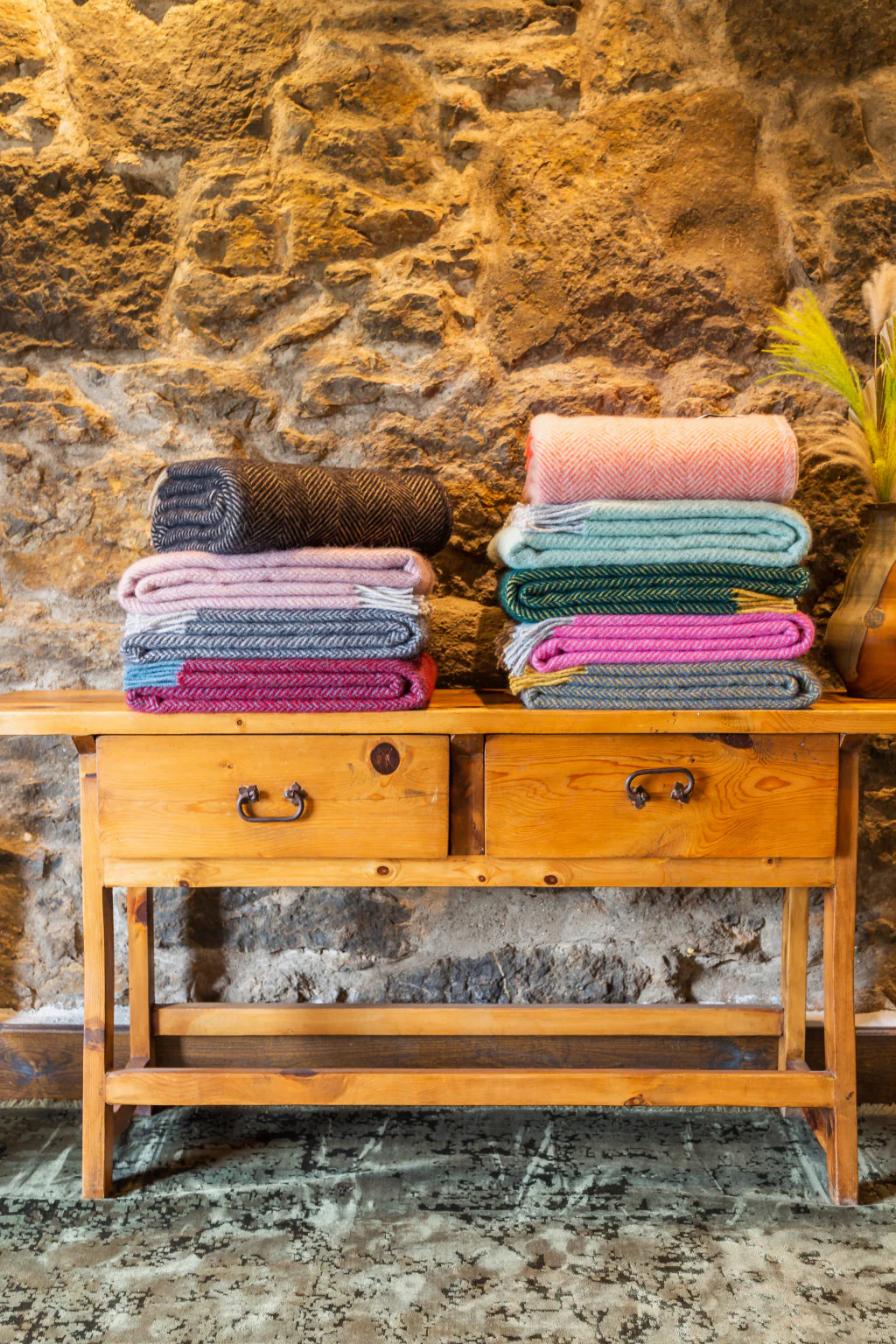 Tweedmill Fishbone Pure New Wool Throw, Sea Green - Image 6