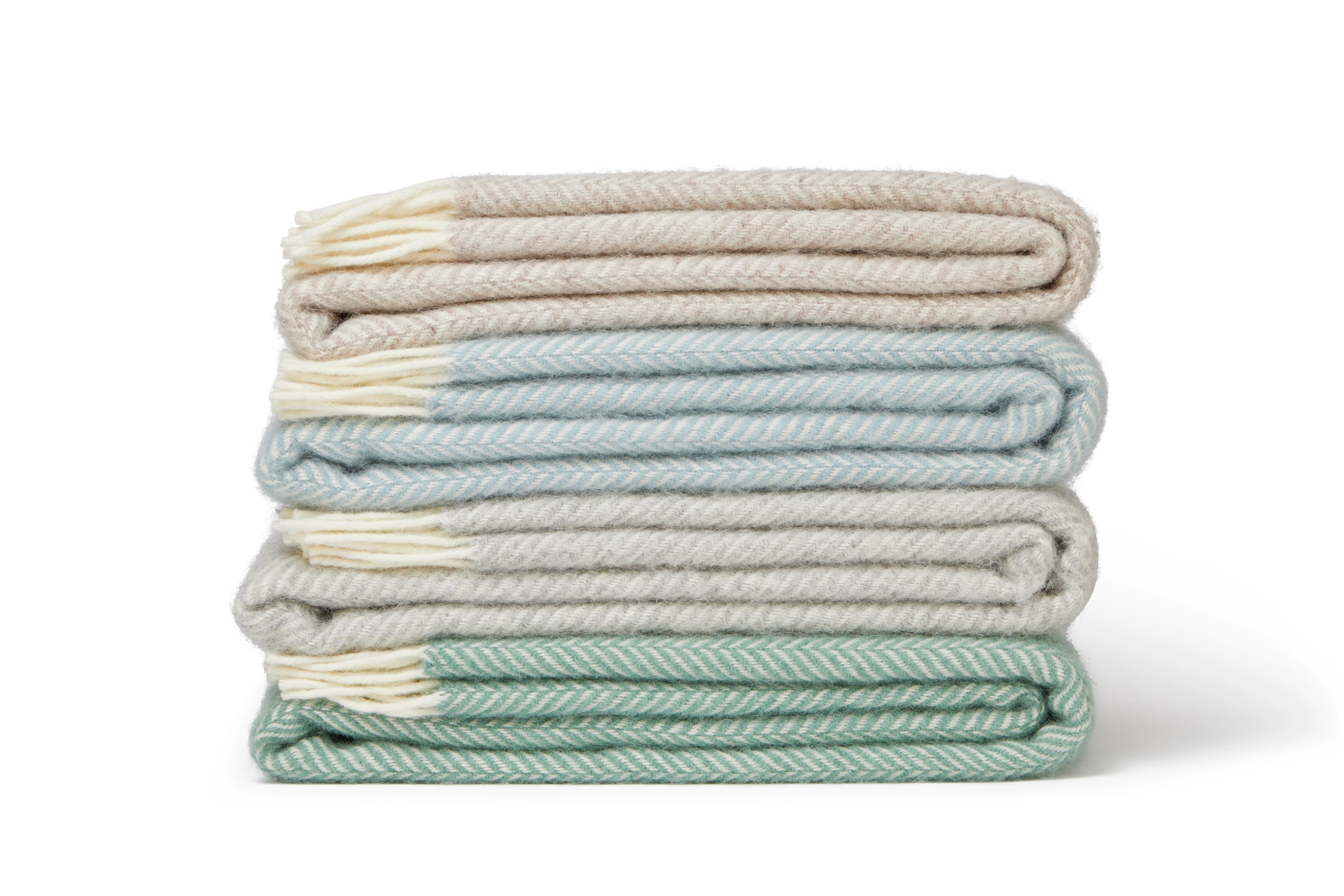 Tweedmill Fishbone Pure New Wool Throw, Duck Egg - Image 6