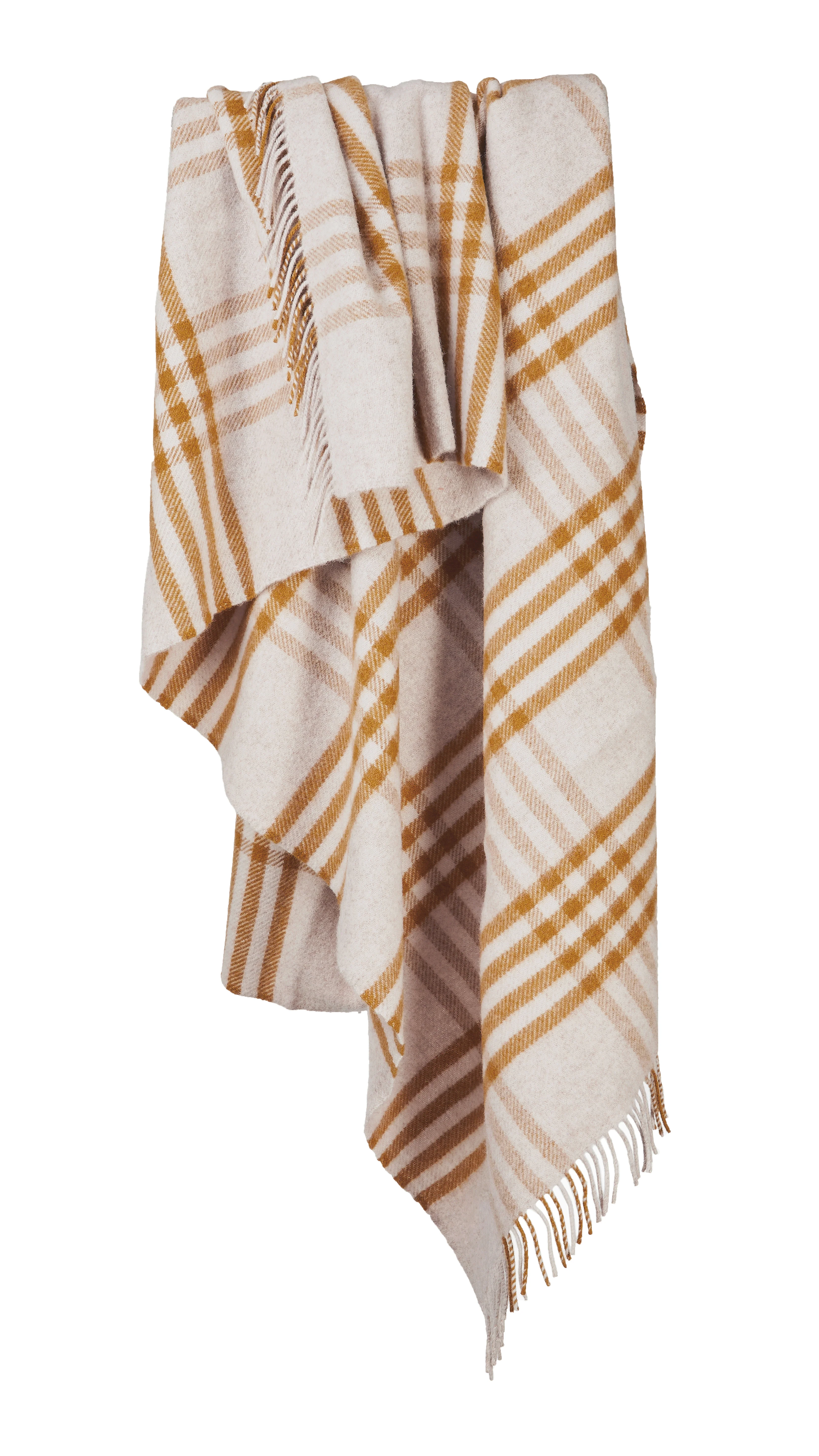 Tweedmill Hex Check Pure New Wool Throw, English Mustard - Image 2