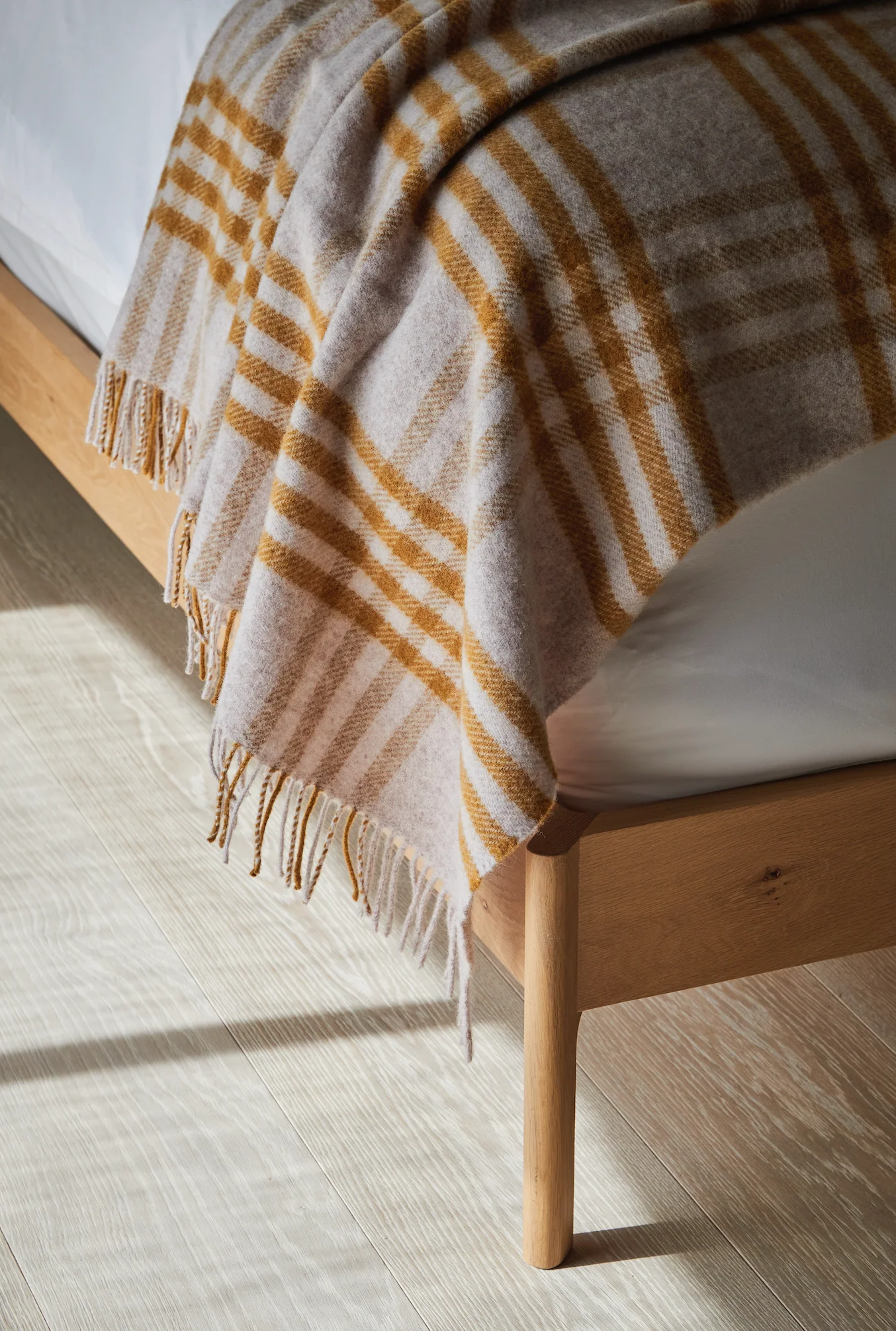 Tweedmill Hex Check Pure New Wool Throw, English Mustard - Image 5