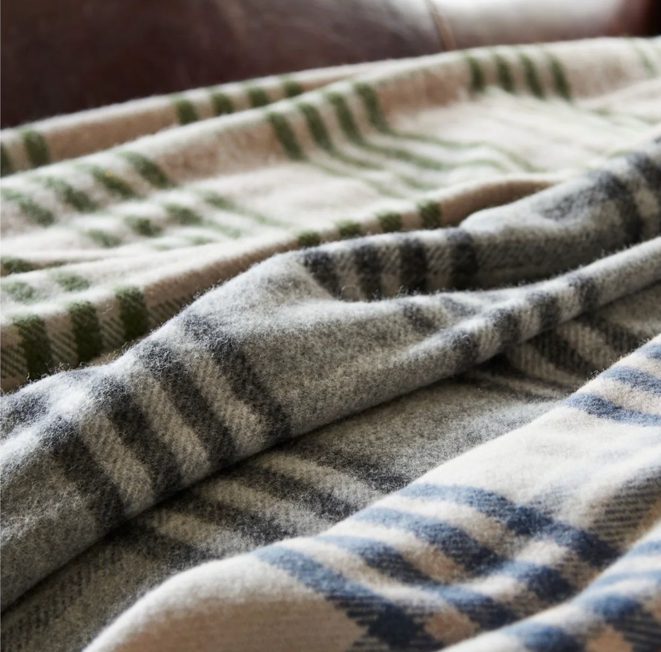 Tweedmill Hex Check Pure New Wool Throw, Slate Blue - Image 5