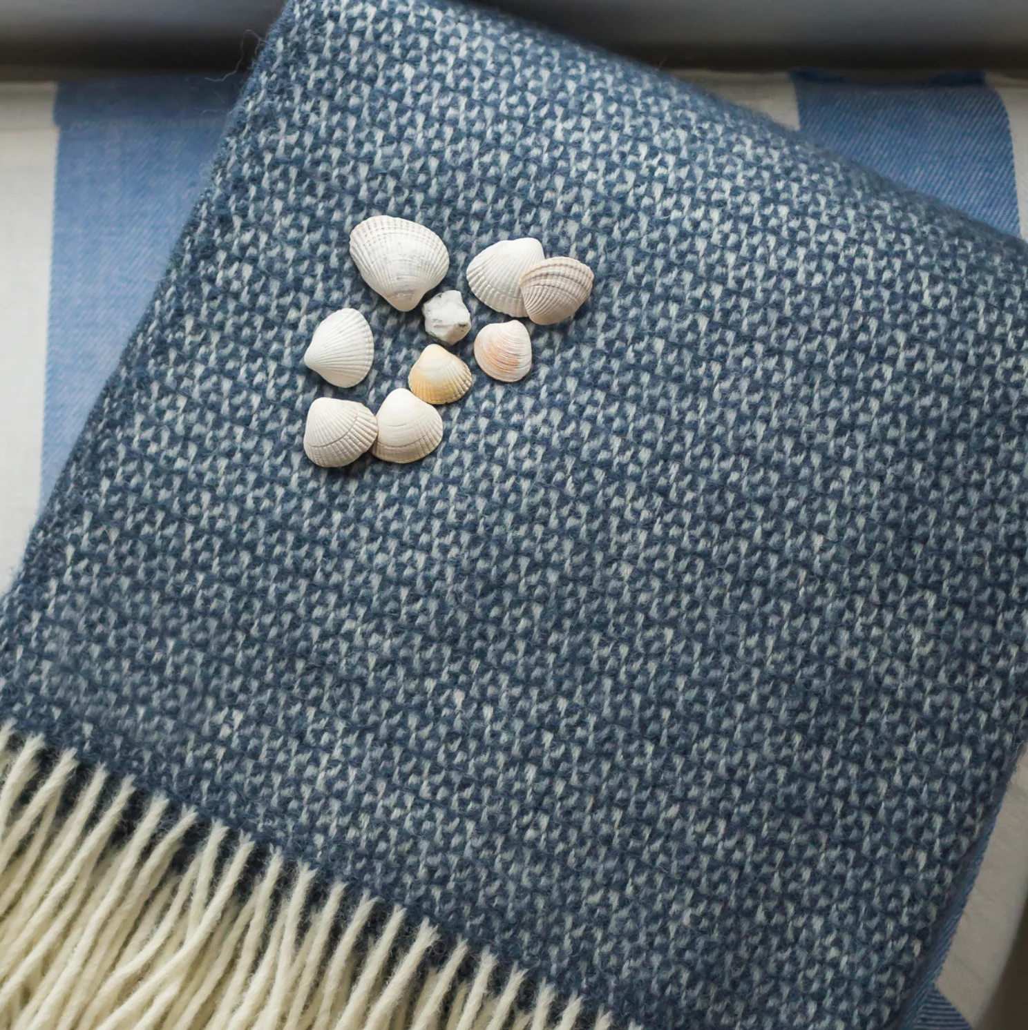 Tweedmill Illusion Pure New Wool Throw, Blue Slate - Image 3