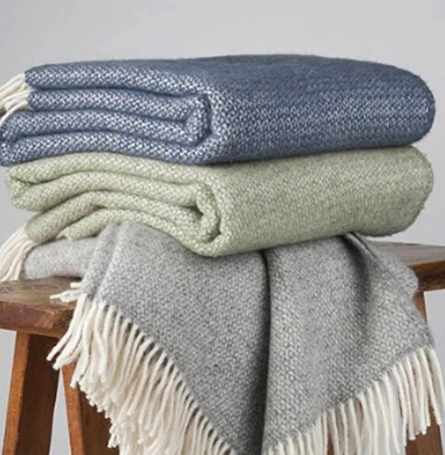 Tweedmill Illusion Pure New Wool Throw, Green & Grey - Image 2
