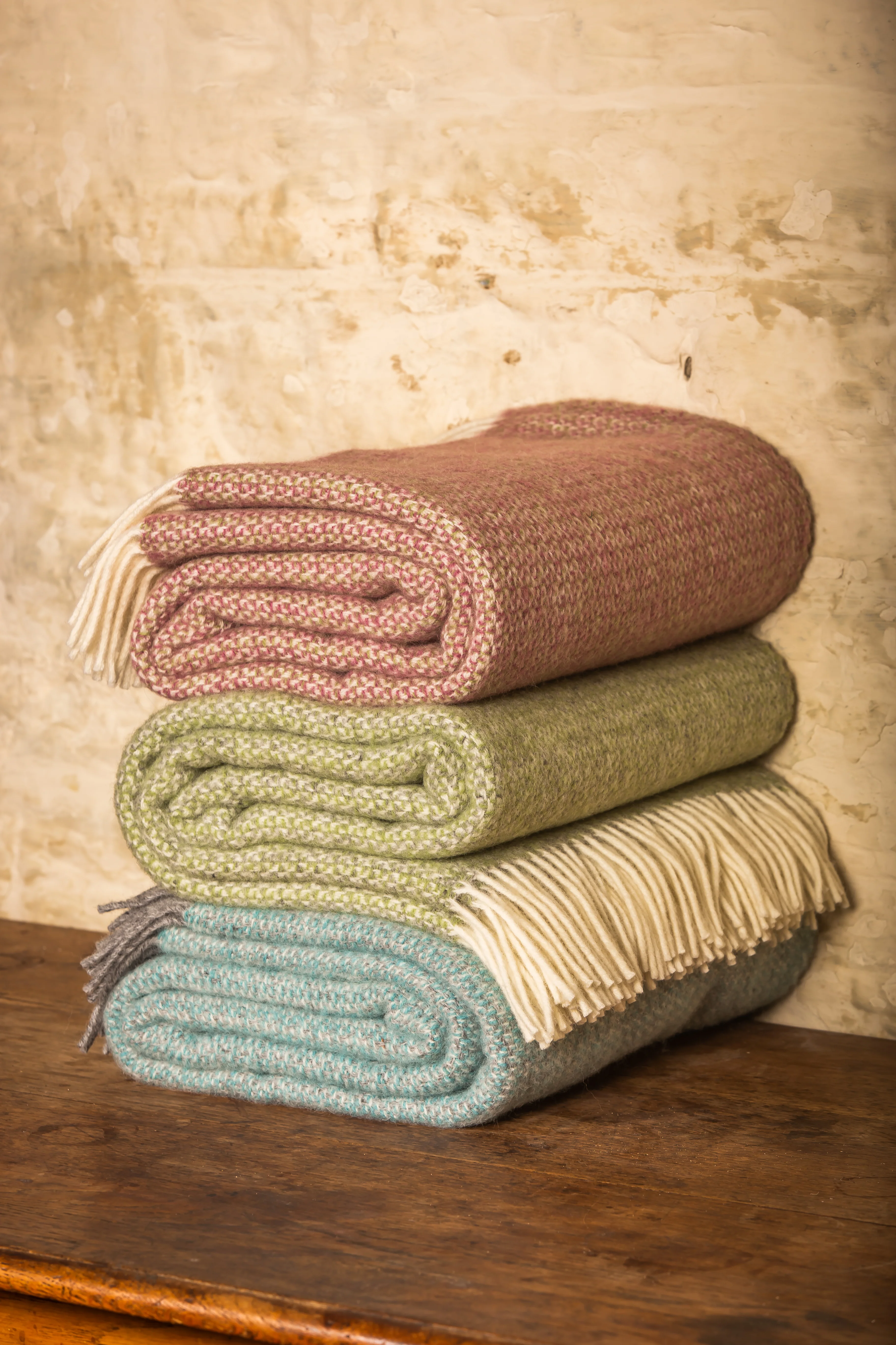Tweedmill Illusion Pure New Wool Throw, Green & Grey - Image 6