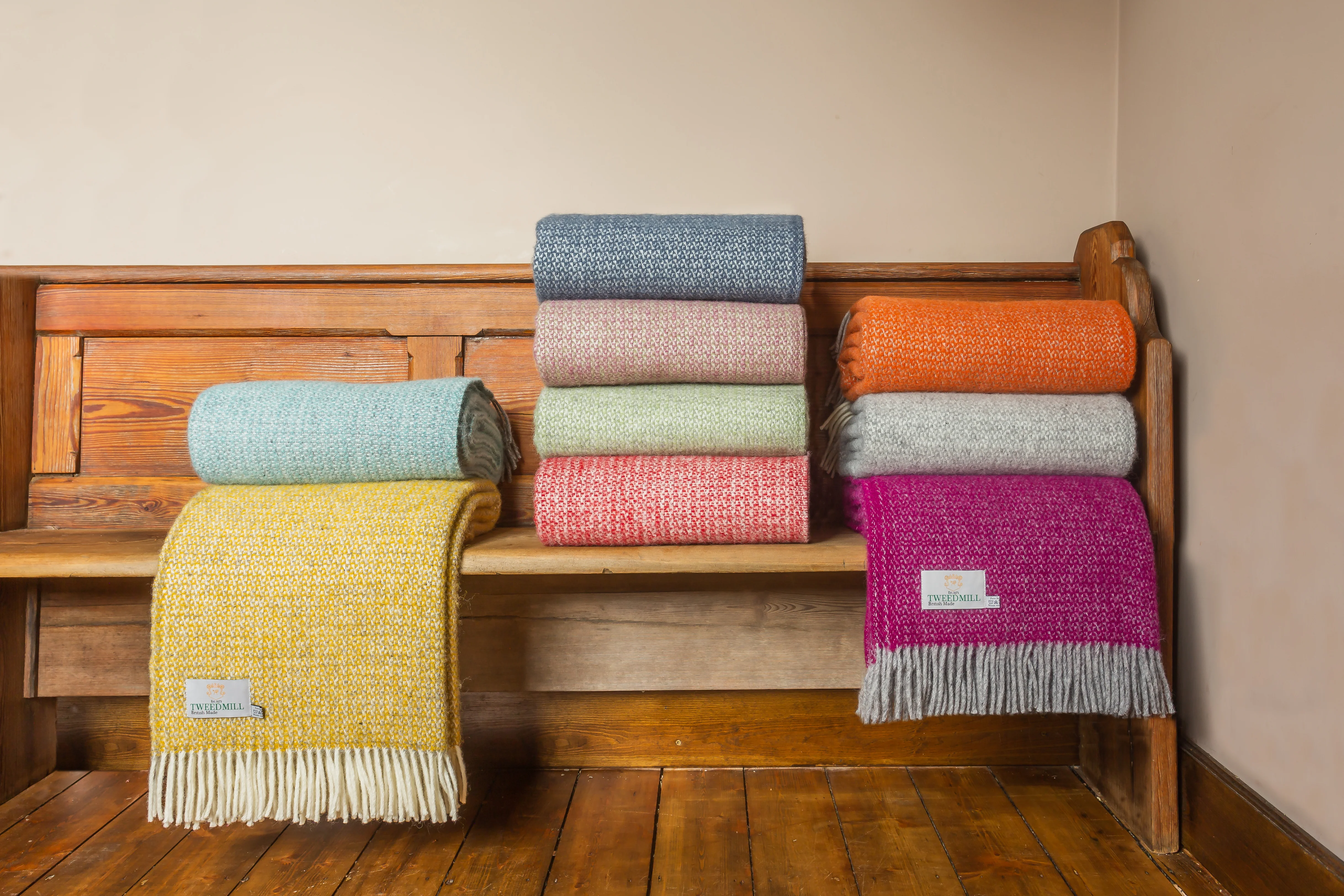 Tweedmill Illusion Pure New Wool Throw, Yellow & Grey - Image 3