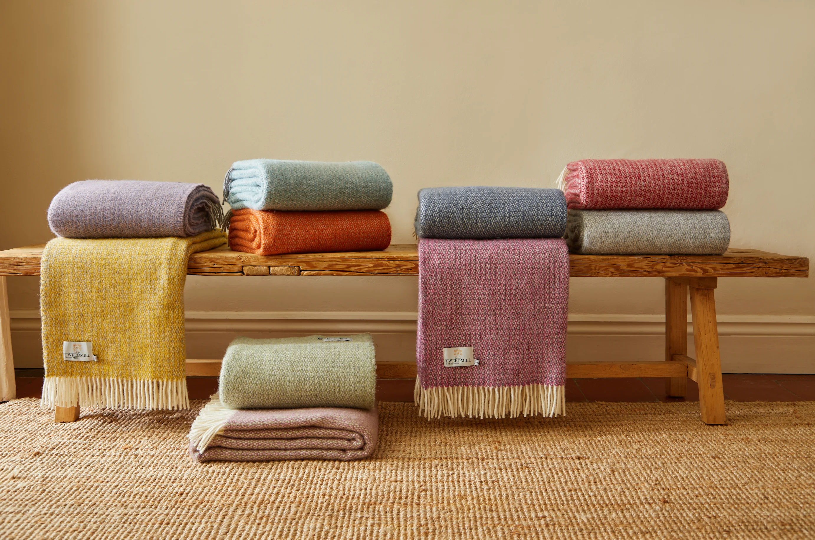 Tweedmill Illusion Pure New Wool Throw, Pink & Grey - Image 5