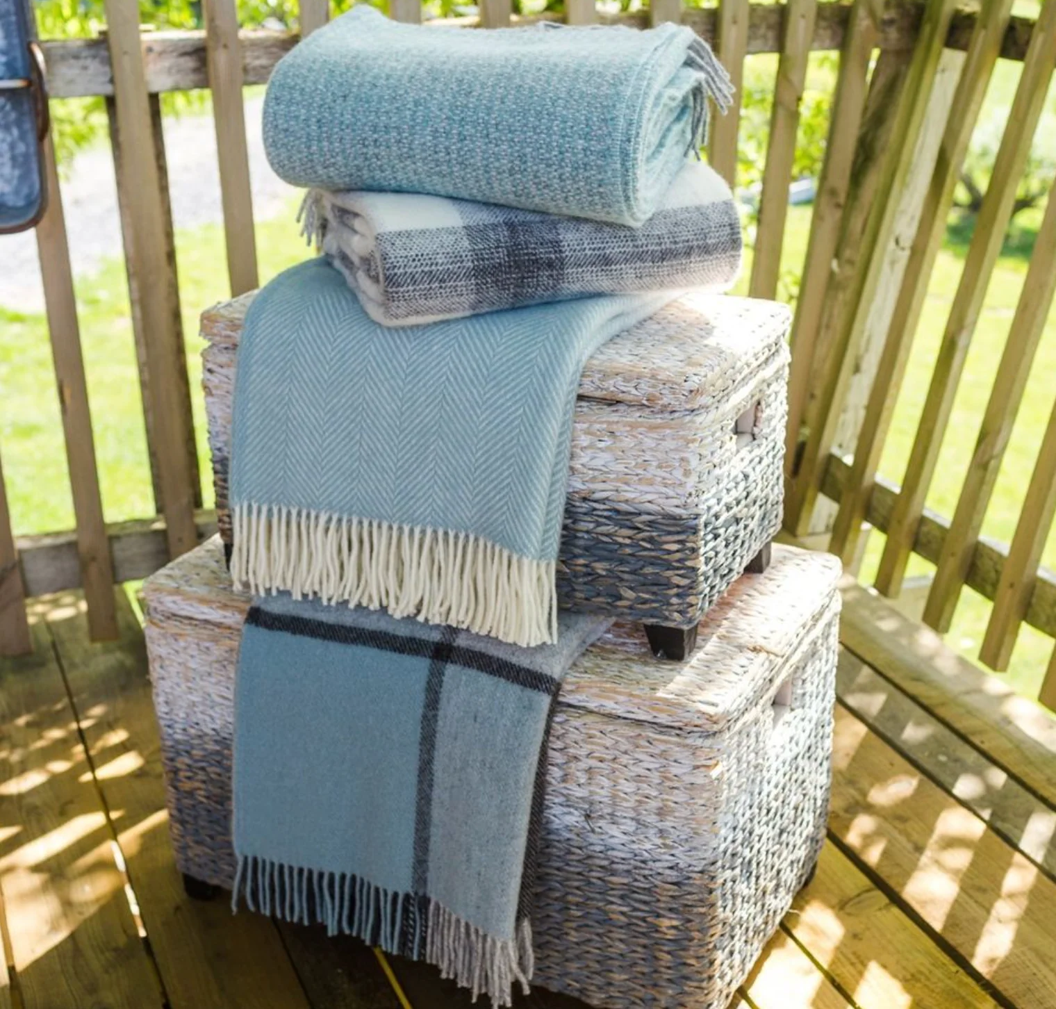 Tweedmill Illusion Pure New Wool Throw, Spearmint & Grey - Image 7