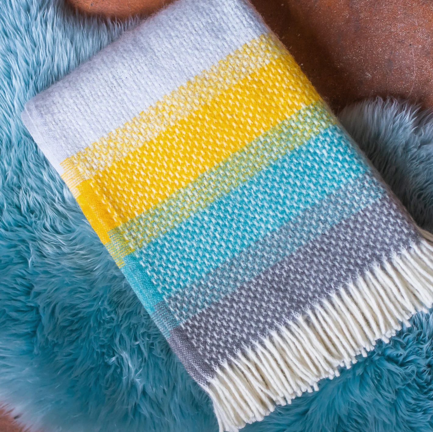 Tweedmill Ombre Pure New Wool Throw, Tidal - Image 4