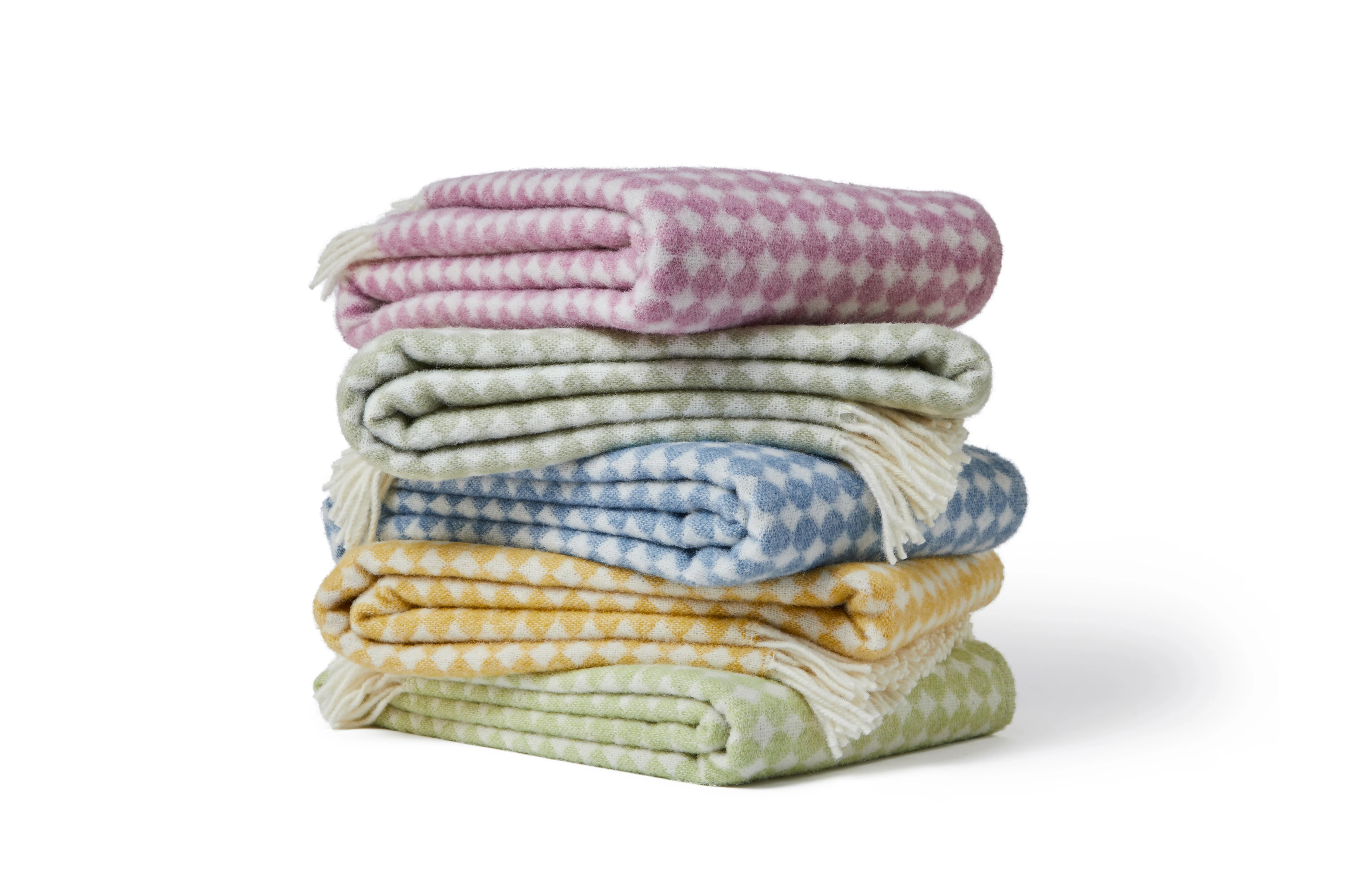 Tweedmill Jacquard Spot Pure New Wool Reversible Throw, Apple Green - Image 3