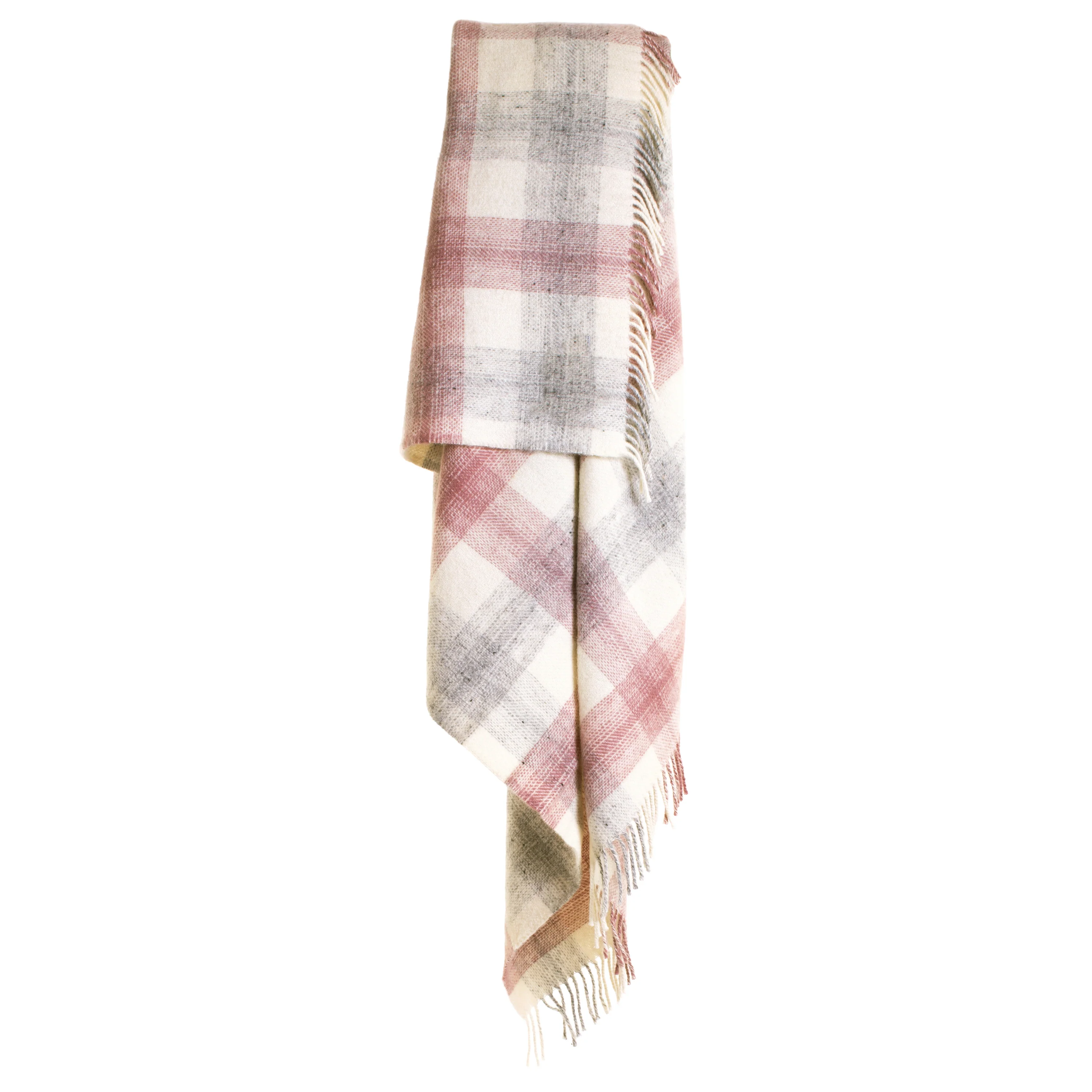 Tweedmill Meadow Check Pure New Wool Throw, Dusty Pink - Image 2