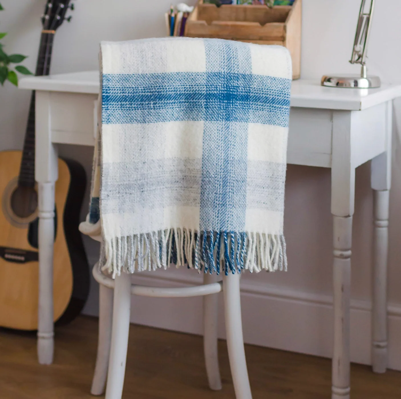 Tweedmill Meadow Check Pure New Wool Throw, Ink - Image 3