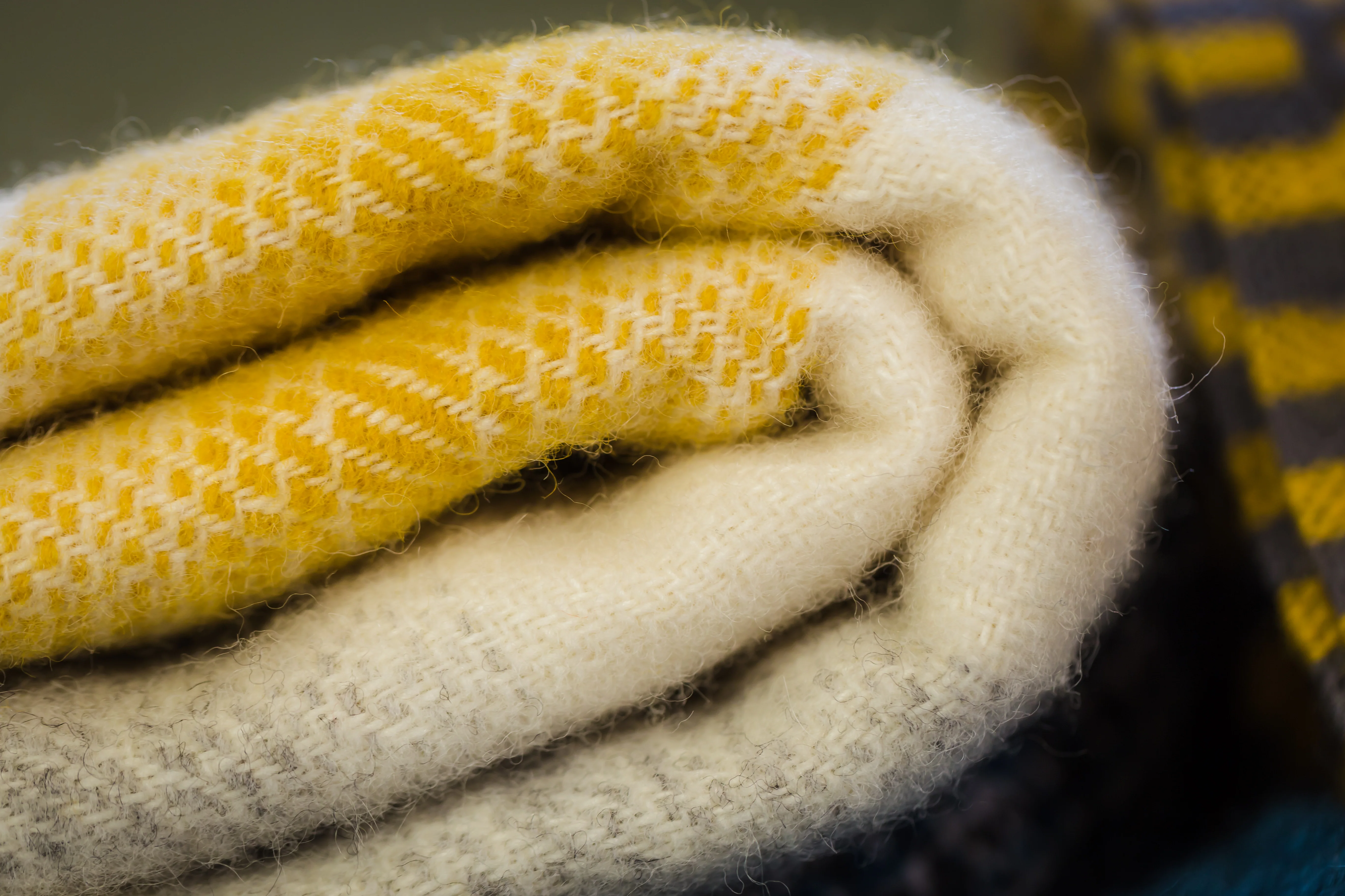 Tweedmill Meadow Check Pure New Wool Throw, Yellow - Image 6