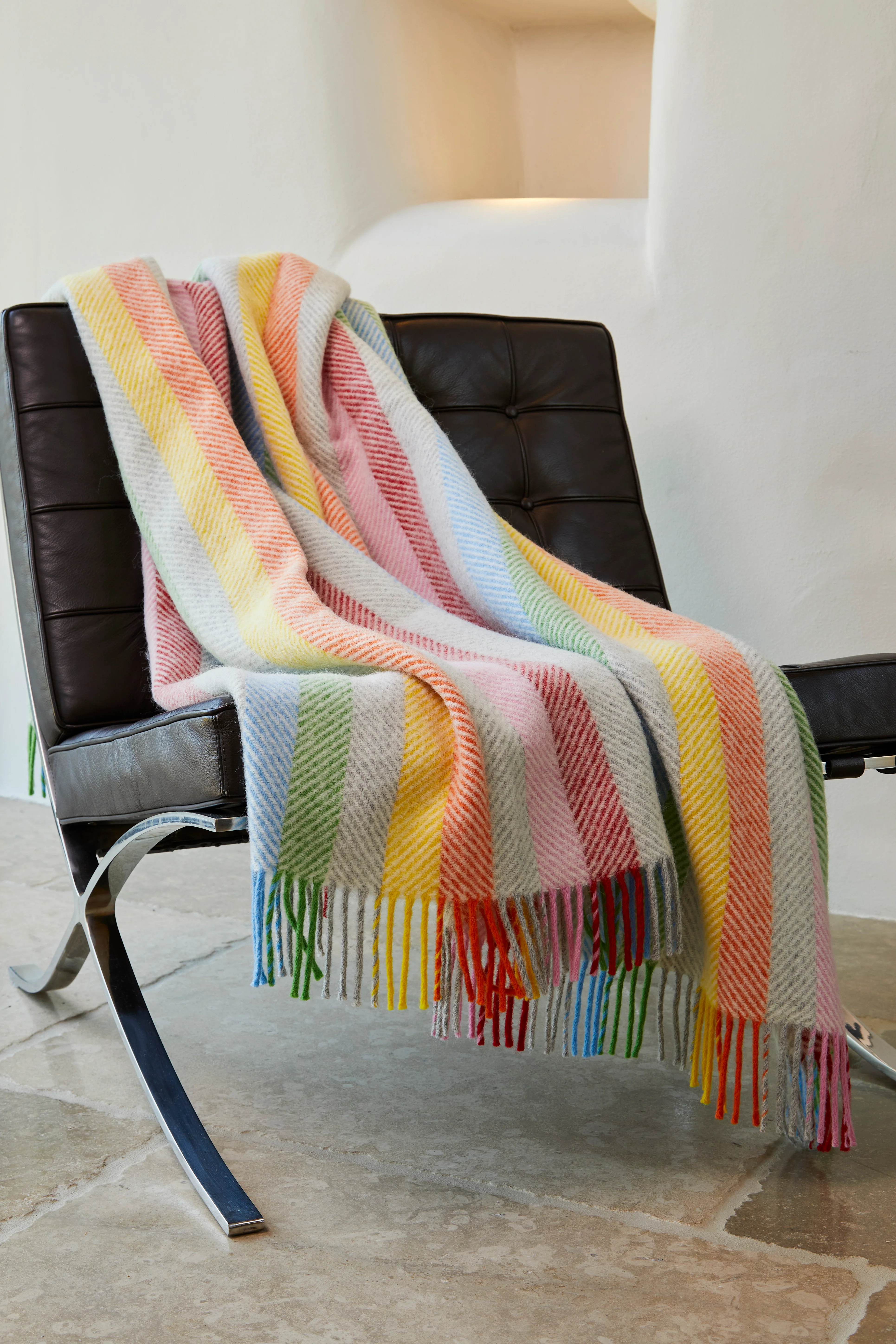 Tweedmill  Pure New Wool Throw, Stripe Rainbow - Image 10