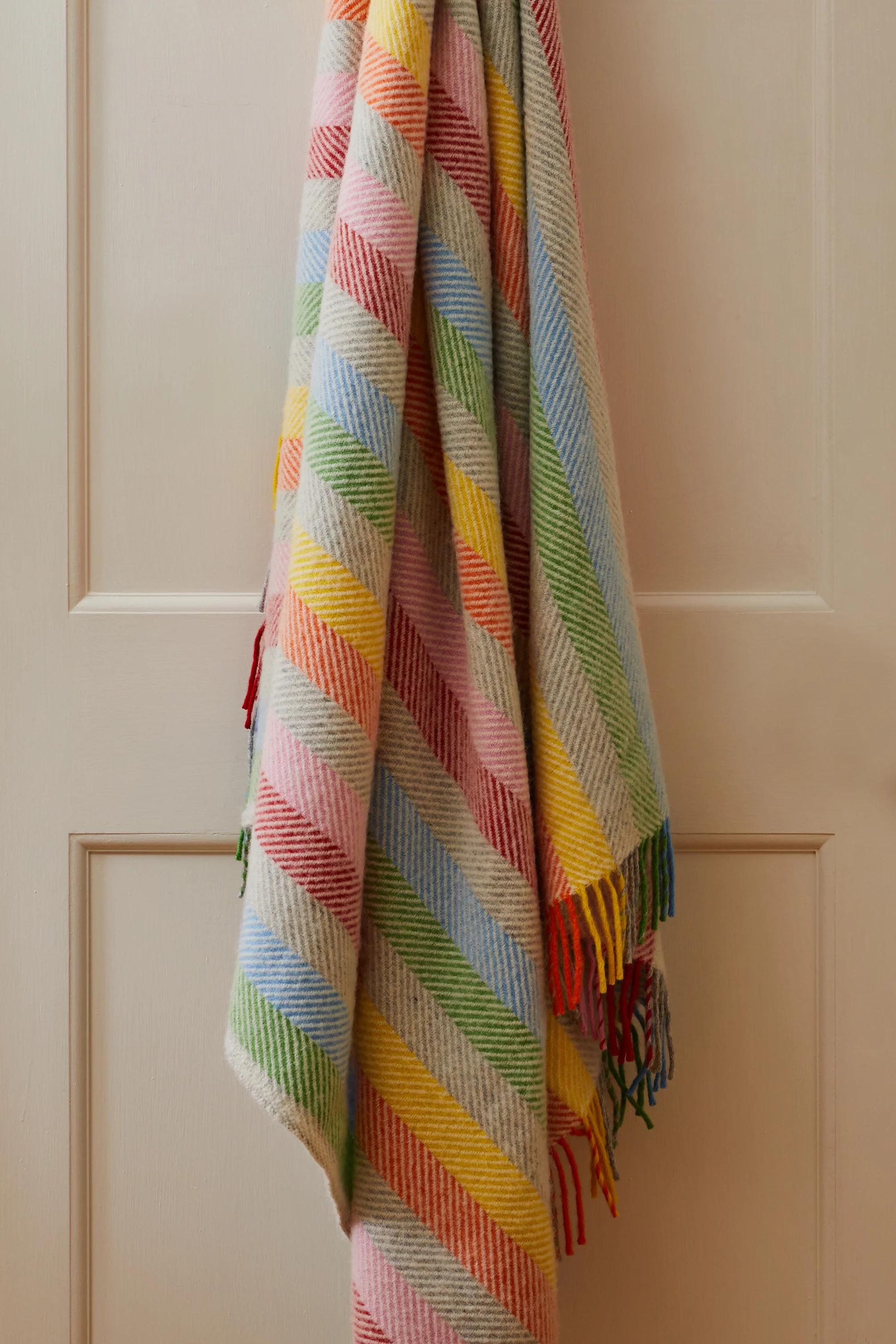 Tweedmill  Pure New Wool Throw, Stripe Rainbow - Image 2